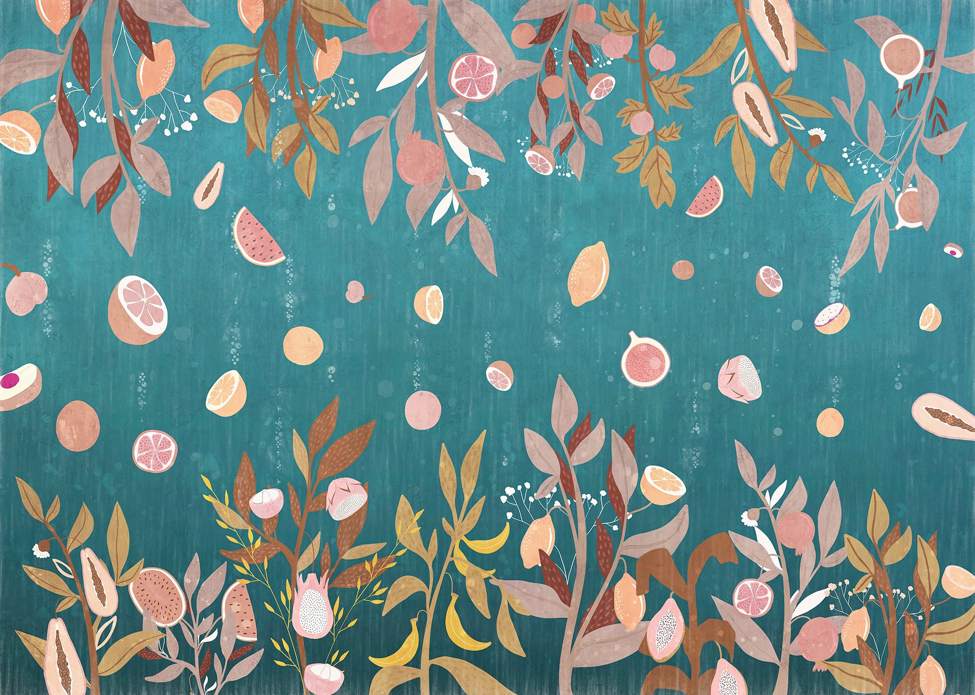 Image of Komar Vliestapete "Digitaldruck Vlies - Rêve de Fruits - Grösse 350 x 250 cm" bedruckt glatt Wohnzimmer, Schlafzimmer