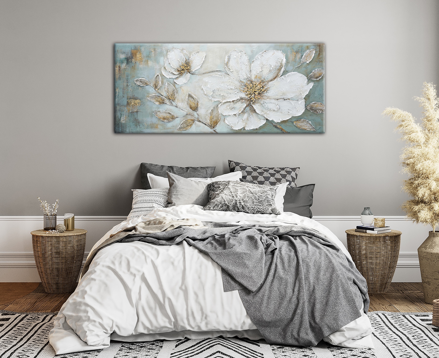 Bönninghoff Ölgemälde »handarbeit BLUMEN XXL 60x140 cm – Wandbild Kunst Deko modern« Blumen | Blumenbilder handgefertigt, jedes Bild ein Unikat