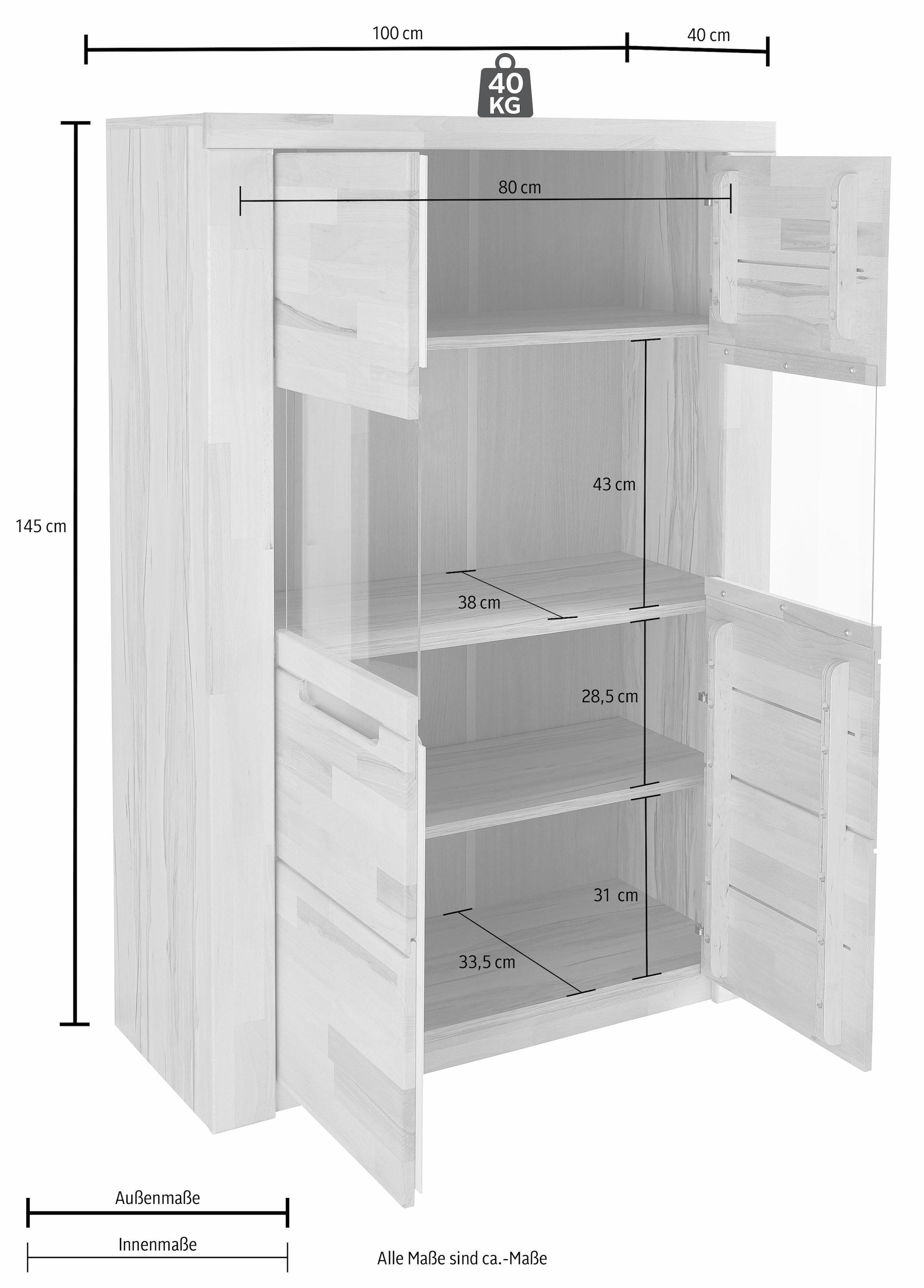 Woltra Highboard »Kolding«, Breite 100 versandkostenfrei auf cm 2 Glastüren mit