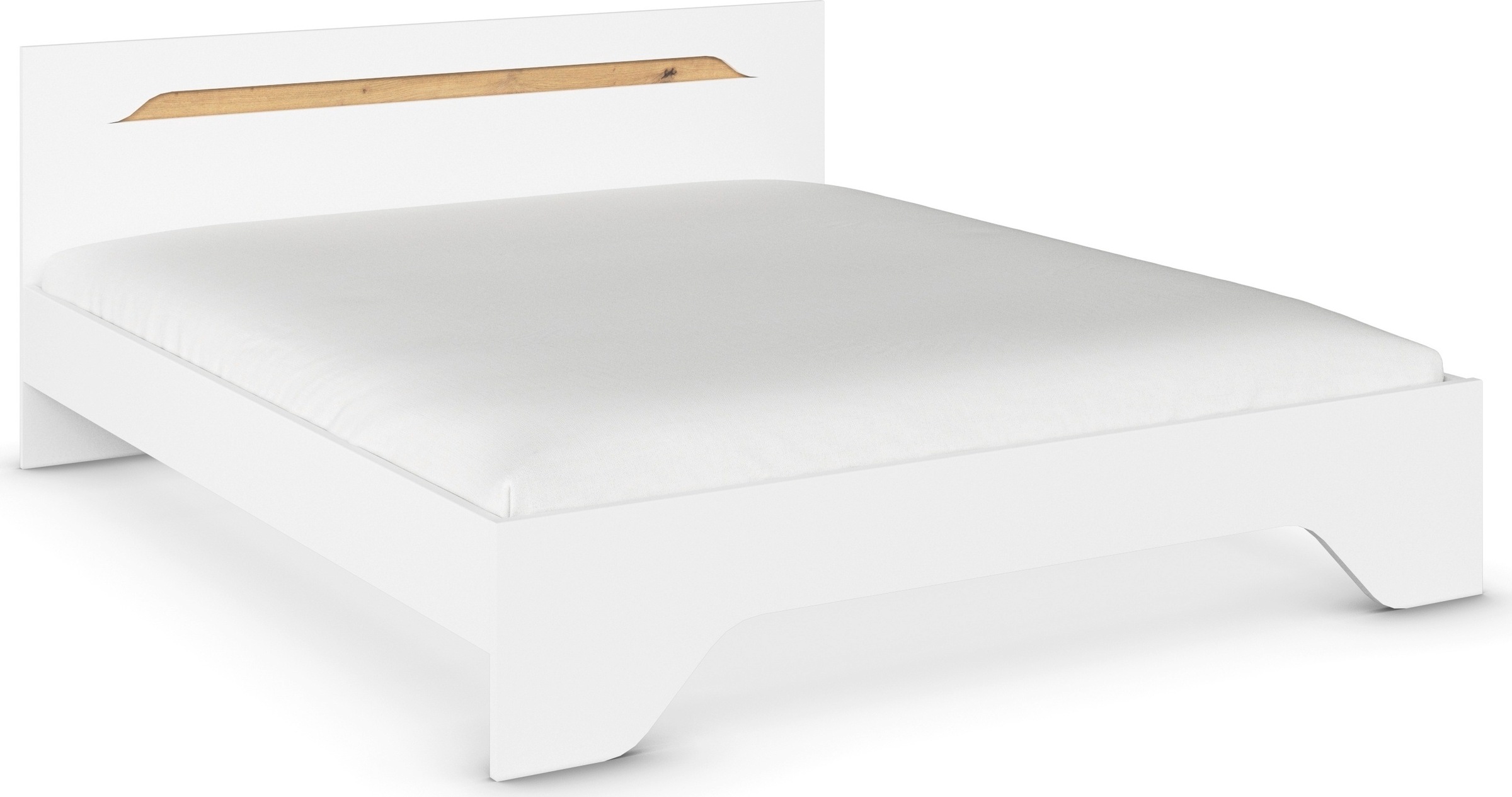 Image of GOODproduct Bett "Doppelbett Holzbett Futonbett AGORDO" Liegefläche: 180x200 cm, mit stilvoller Kopfteil-Absetzung in Eiche Artisan MADE IN GERMANY