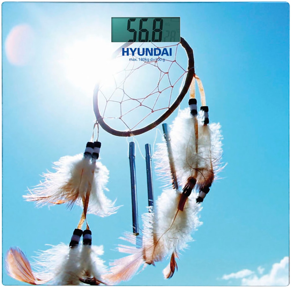 Hyundai Personenwaage »HYUOVE309«, Glaswaage mit Traummotiv. Zeigt das Gewicht auf einem grossen Display