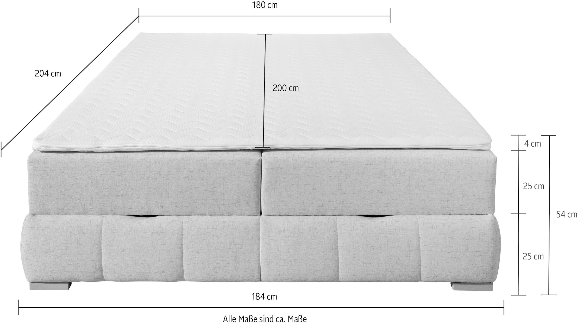 GOODproduct Lit de boxe »Wehma inkl. Bettkasten und Topper, auch in Überlänge erhältlich« in H2, H3 & H4 wählbar, inklusive Topper