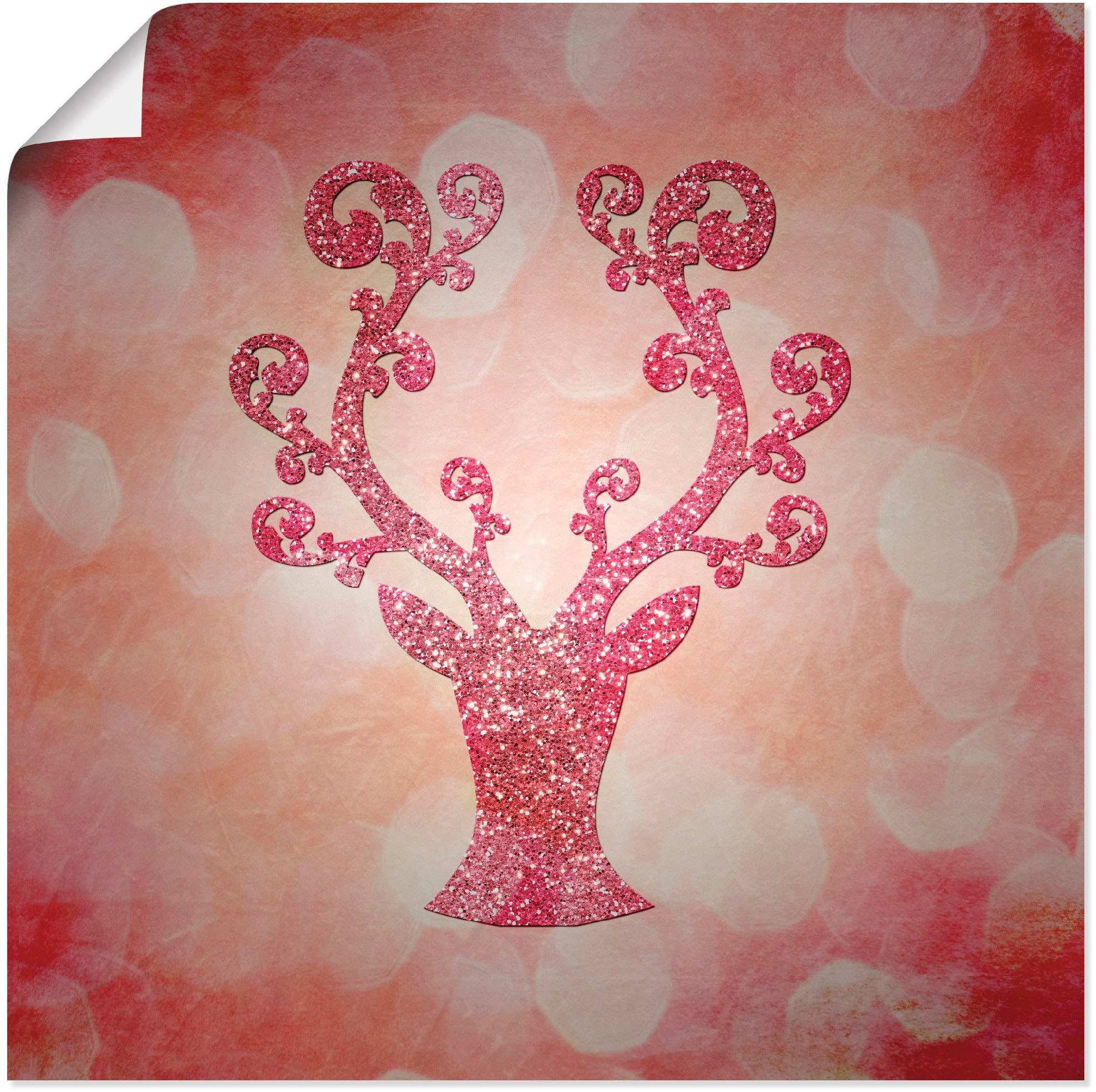 Image of Artland Wandbild »Rosa glitzerndes Reh«, Wildtiere, (1 St.), in vielen Grössen & Produktarten -Leinwandbild, Poster, Wandaufkleber / Wandtattoo auch für Badezimmer geeignet bei Ackermann Versand Schweiz