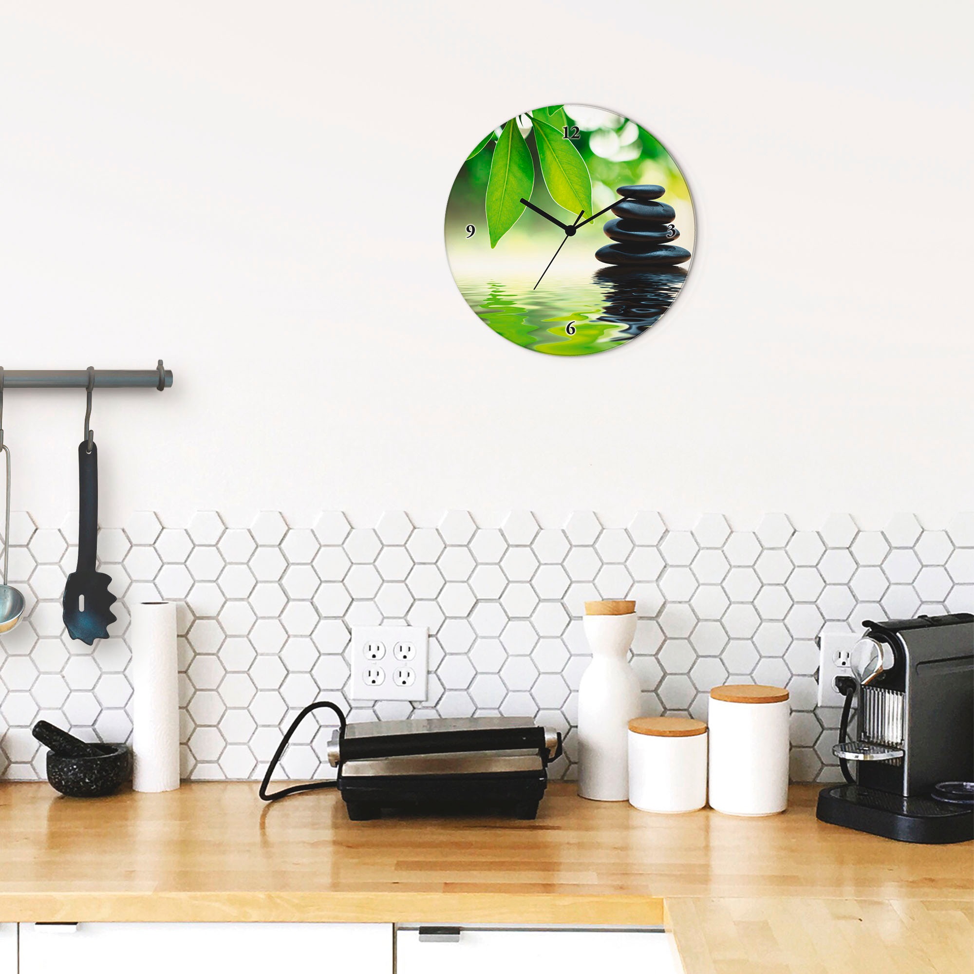 Artland Wanduhr »Zen Steinpyramide auf Wasseroberfläche« wahlweise mit Quarz- oder Funkuhrwerk, lautlos ohne Tickgeräusche