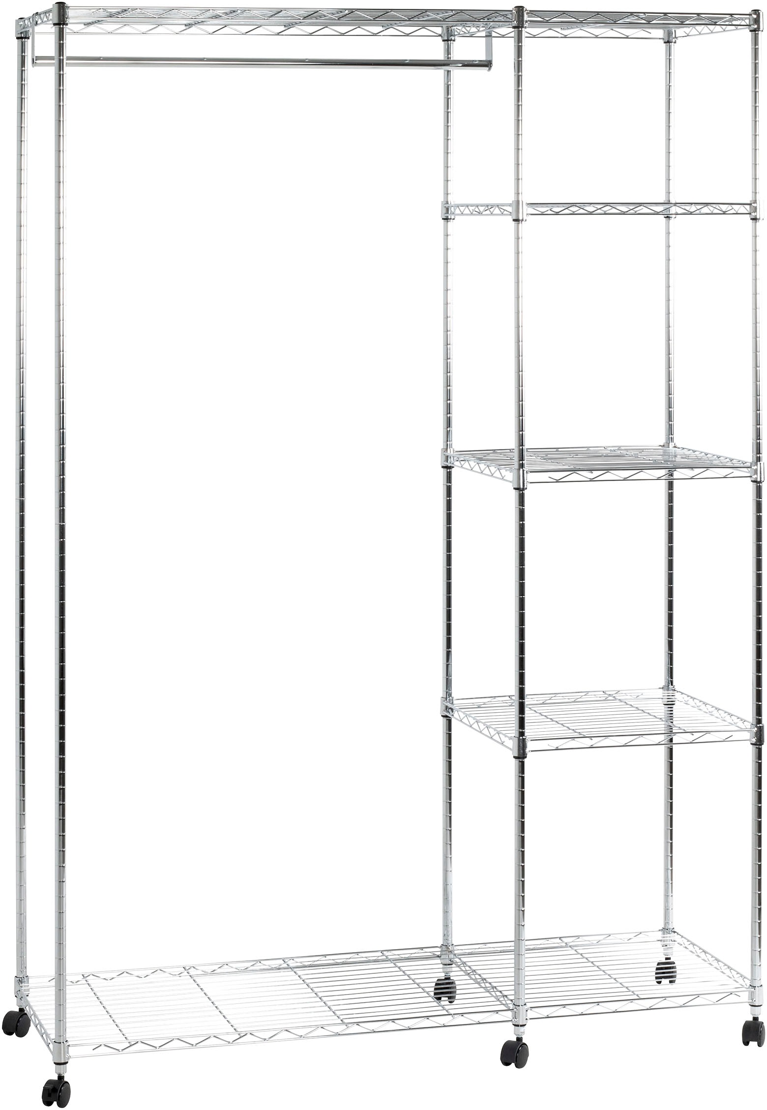 HAKU Porte-manteau »Garderobe, Garderobenständer, Kleiderständer auf Rollen, Kleiderwagen« rectangulaire - en métal argenté - L/P/H 123/45/181 cm