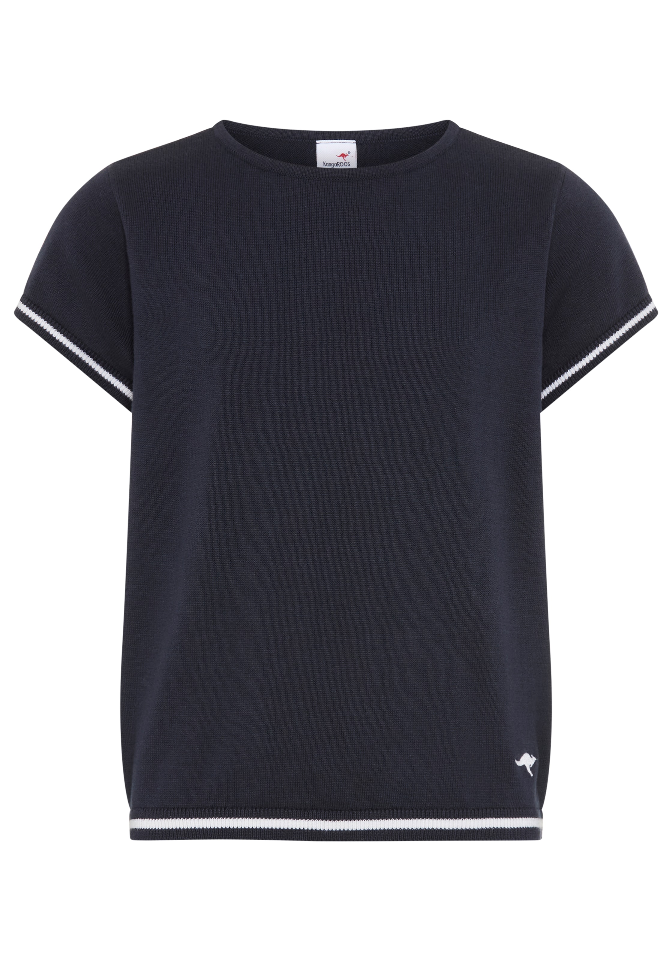 KangaROOS Kurzarmpullover »Kangaroos Strick T-Shirt für Mädchen« mit Rundhalsausschnitt, unifarben mit Farbeinsatz
