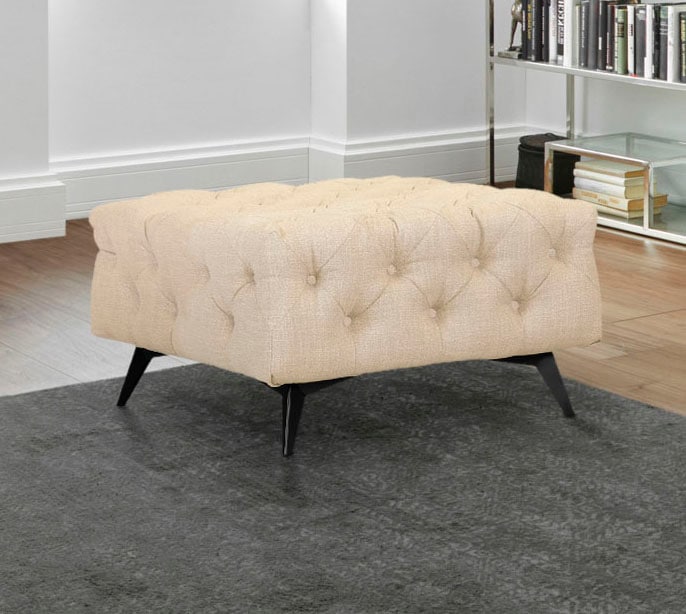 Leonique Polsterhocker »Glynis« aufwändige Knopfheftung, moderne Chesterfield Optik, Fussfarbe wählbar