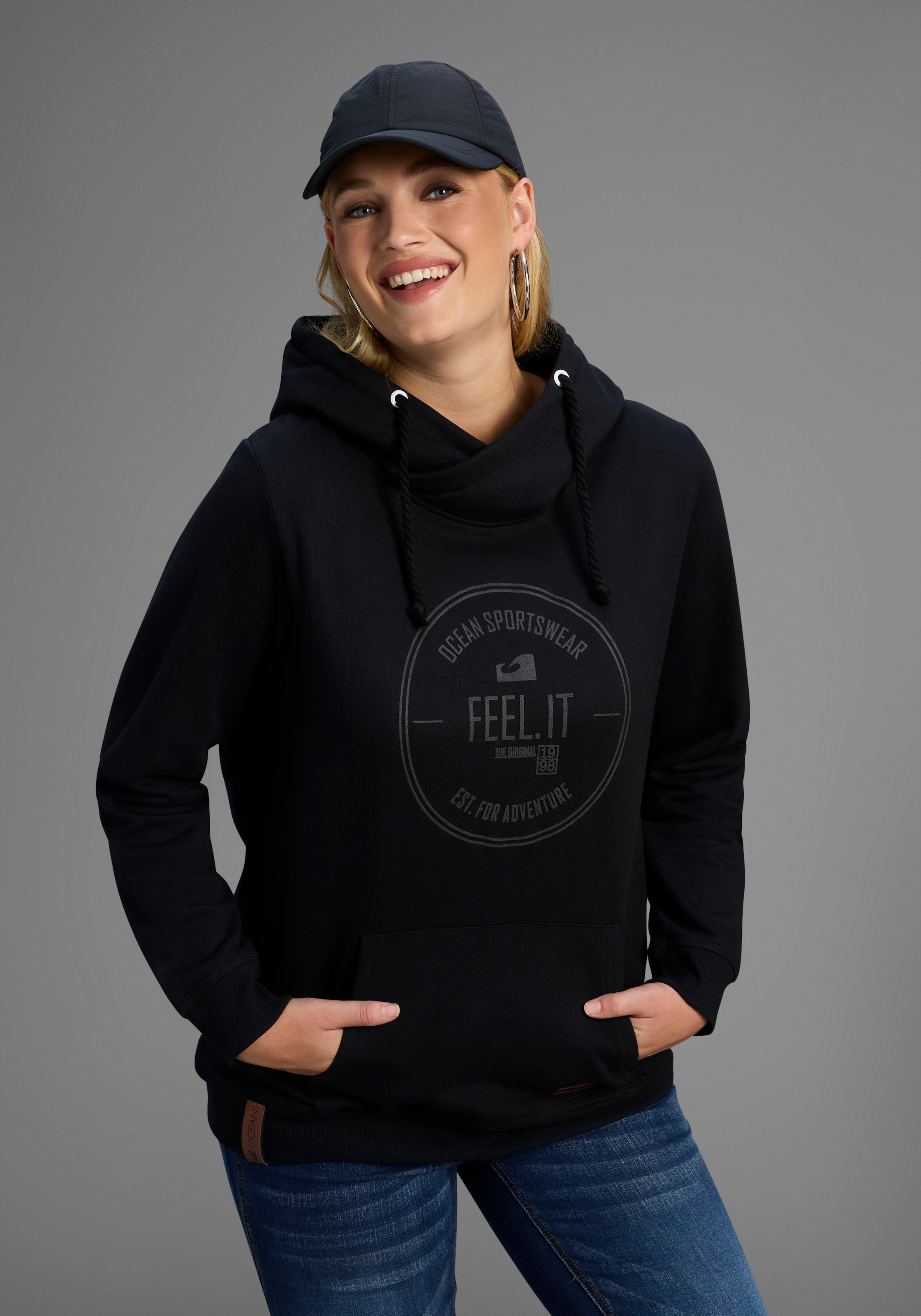 Image of Ocean Sportswear Kapuzensweatshirt, Langarm, figurumspielender Schnitt, aus elastischem Material