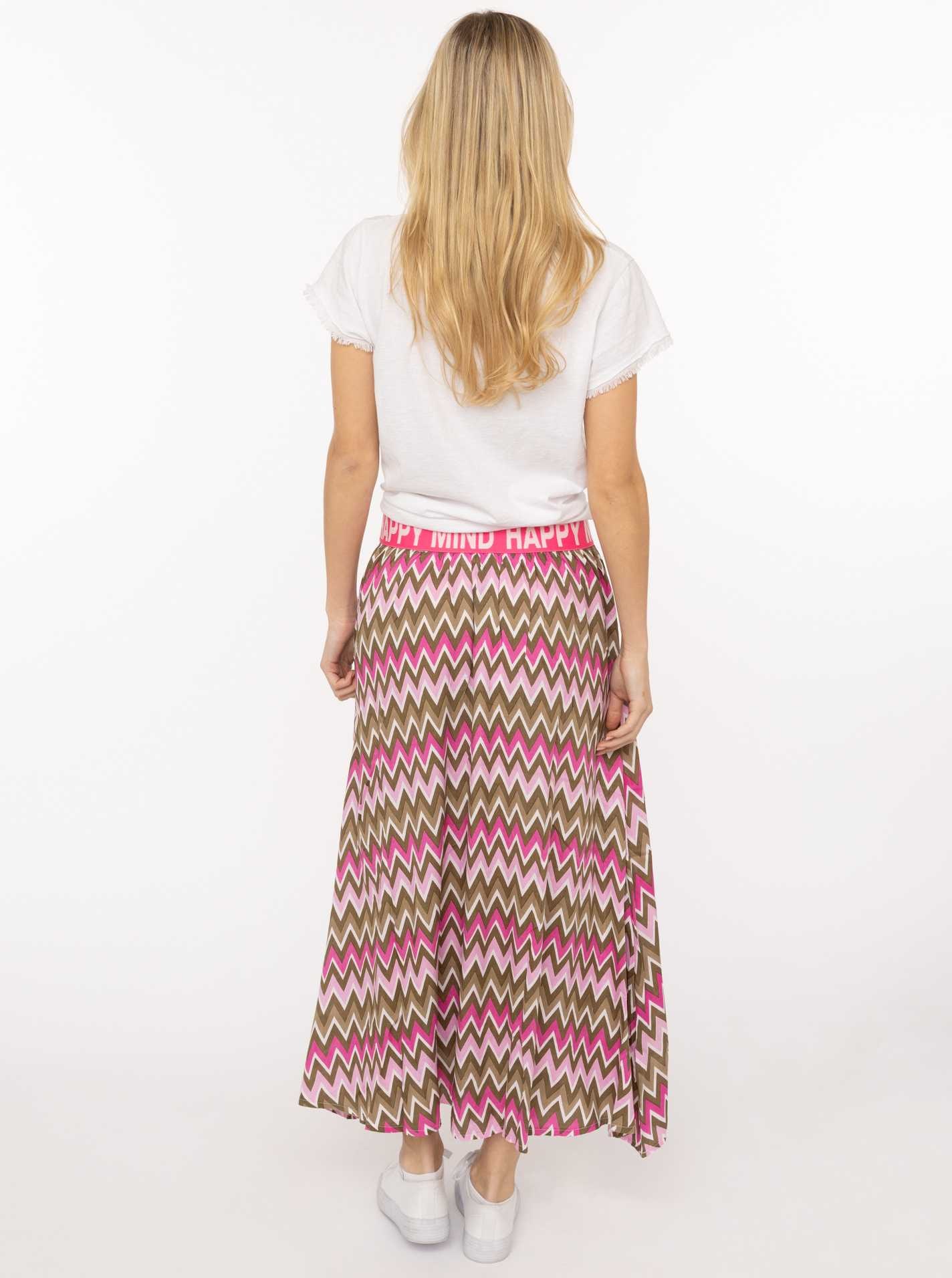 Zwillingsherz Maxi jupe »"Zick Zack"« farbiges Zackenmuster, Gummizug mit Schrift, knöchellang