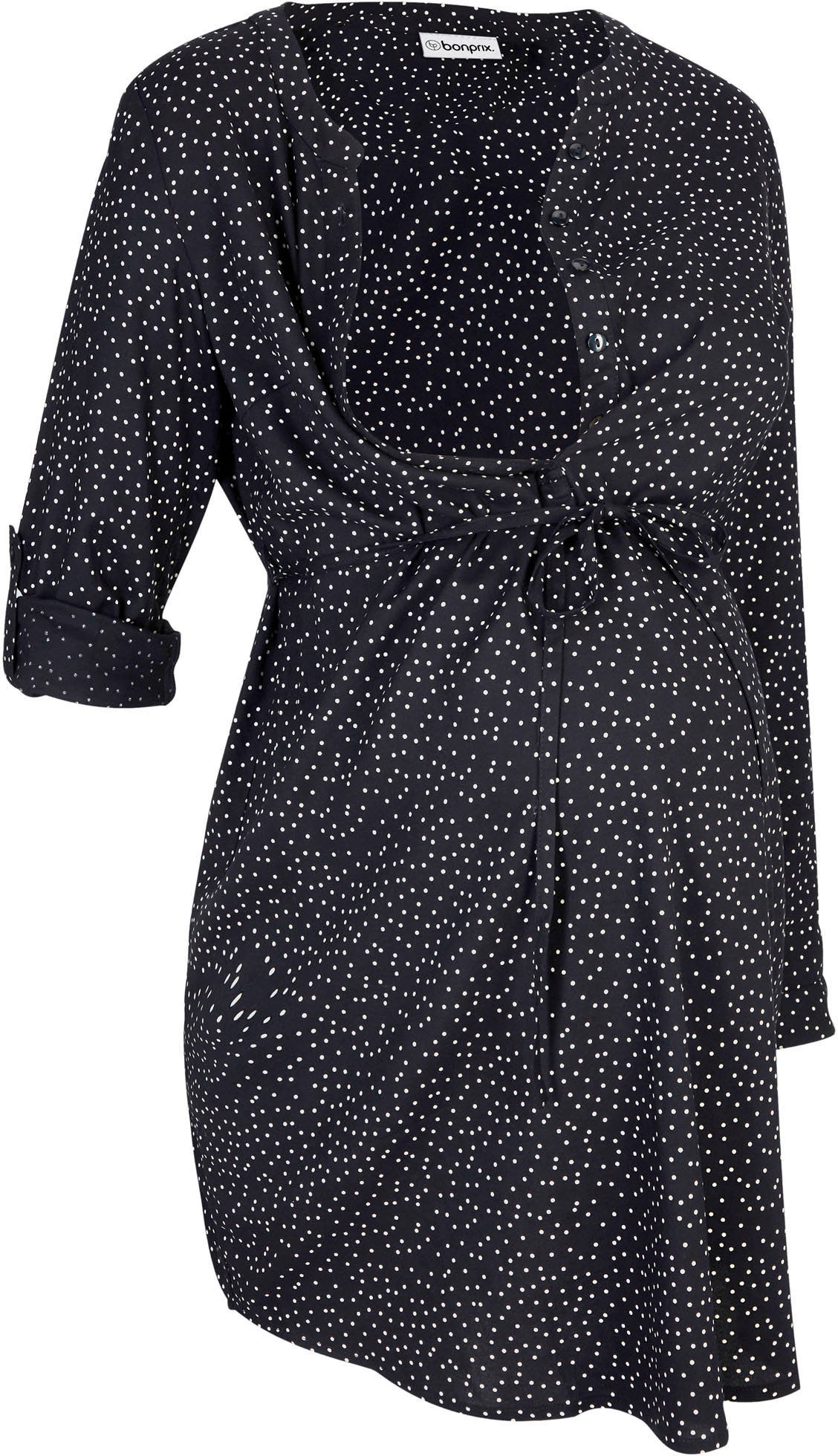 bonprix Robe de maternité aus Viskose, Loose Fit, mit Knopfleiste, mit abnehmbarem Bindeband