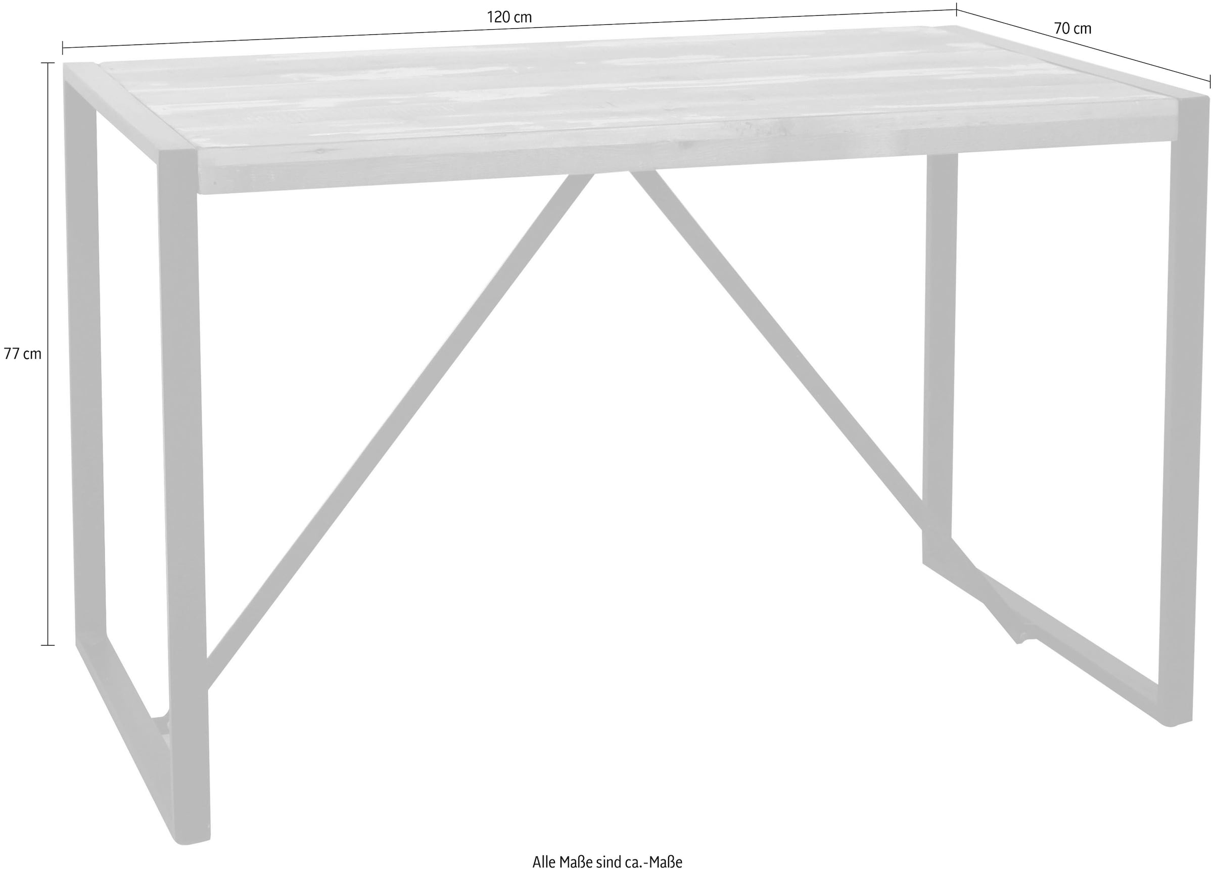 SIT Table de salle à manger »Basel aus Altholz 120x70 cm mit Kufengestell & Unikat-Charakter« Bois ancien peint en couleurs vives avec structure à patins noire et traverses