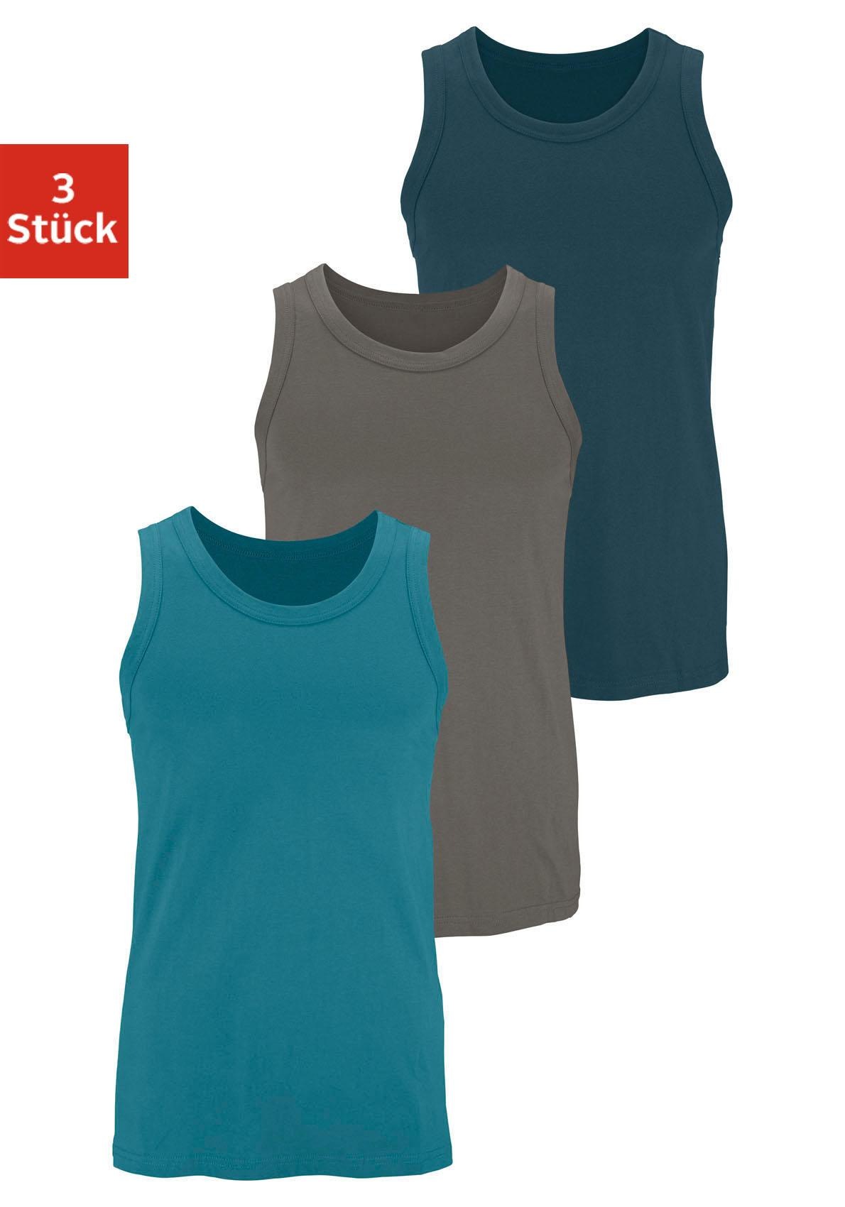 Image of H.I.S Tanktop ", Unterziehshirt, Unterhemd für Herren" 3er-Pack, unifarben, Rundhalsausschnitt, aus Baumwolle