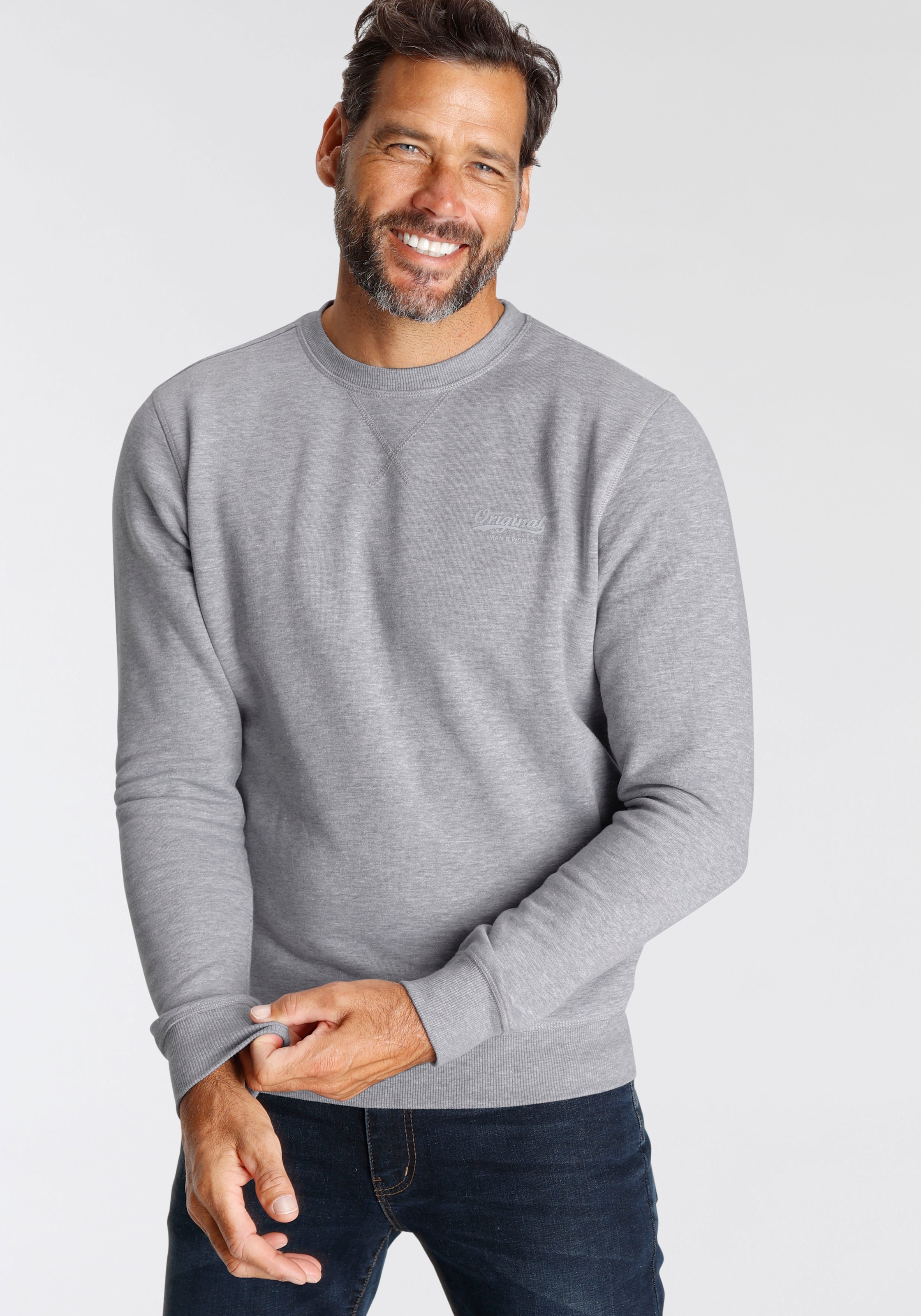 Man's World Sweatshirt, Langarm, Basic-Stil, unifarben, Rundhalsausschnitt