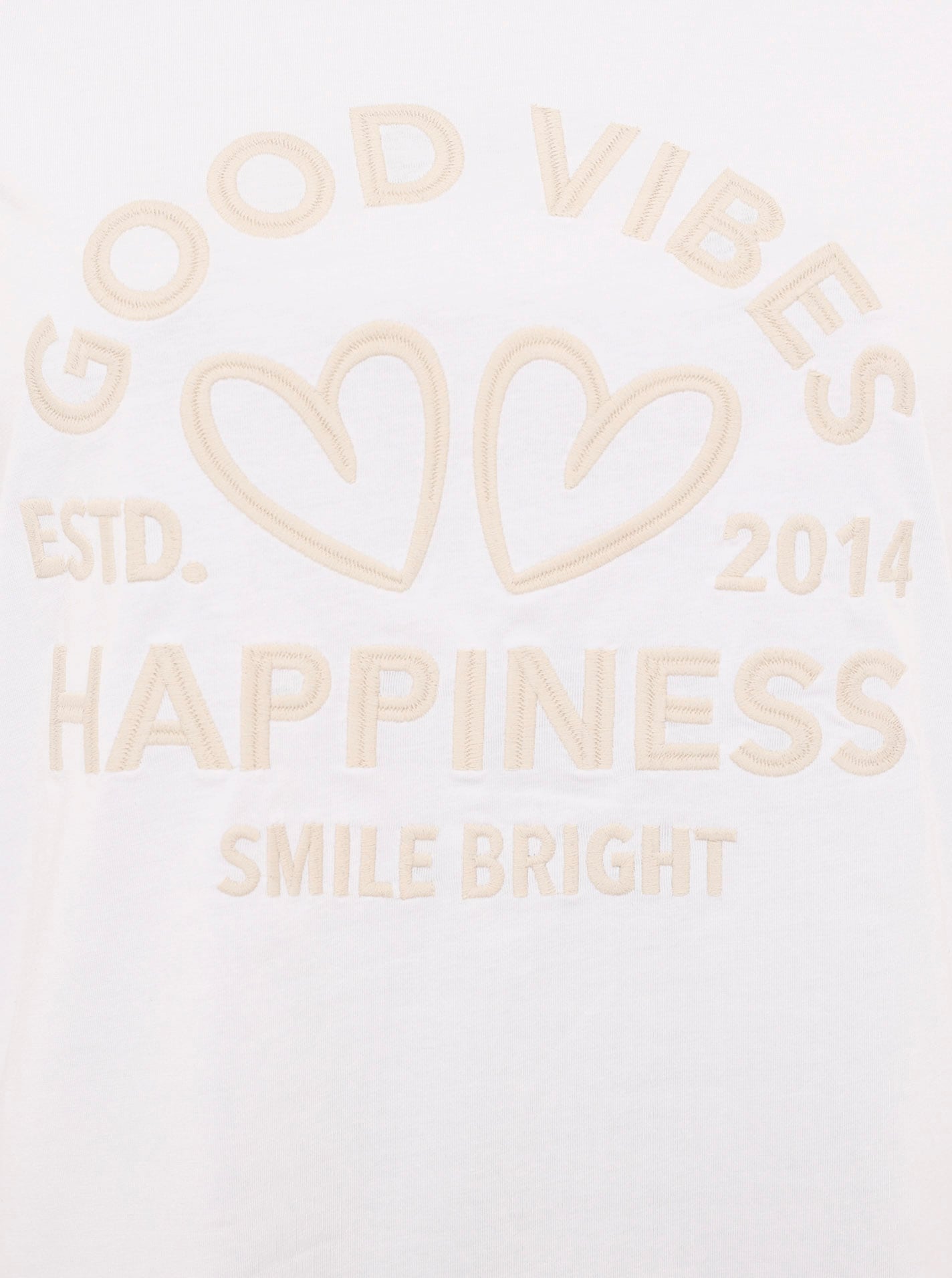 Zwillingsherz T-shirt »"Happiness Vibes"« ton in ton Stickerei, kurzarm, Rundhals