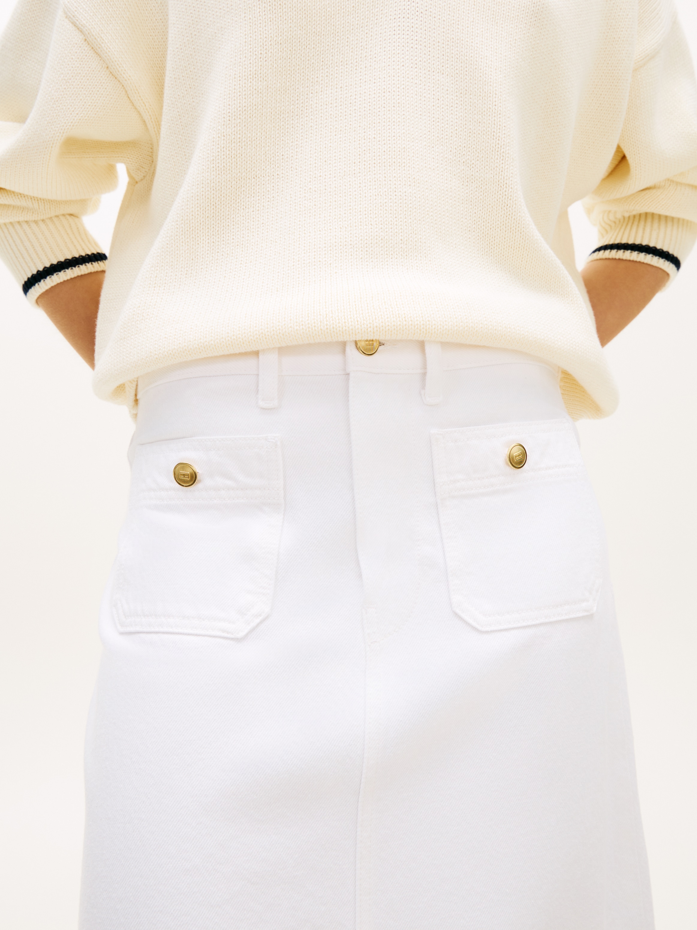 Tommy Hilfiger Bleistiftrock »DNM WHITE MIDI STRAIGHT SKIRT HW«