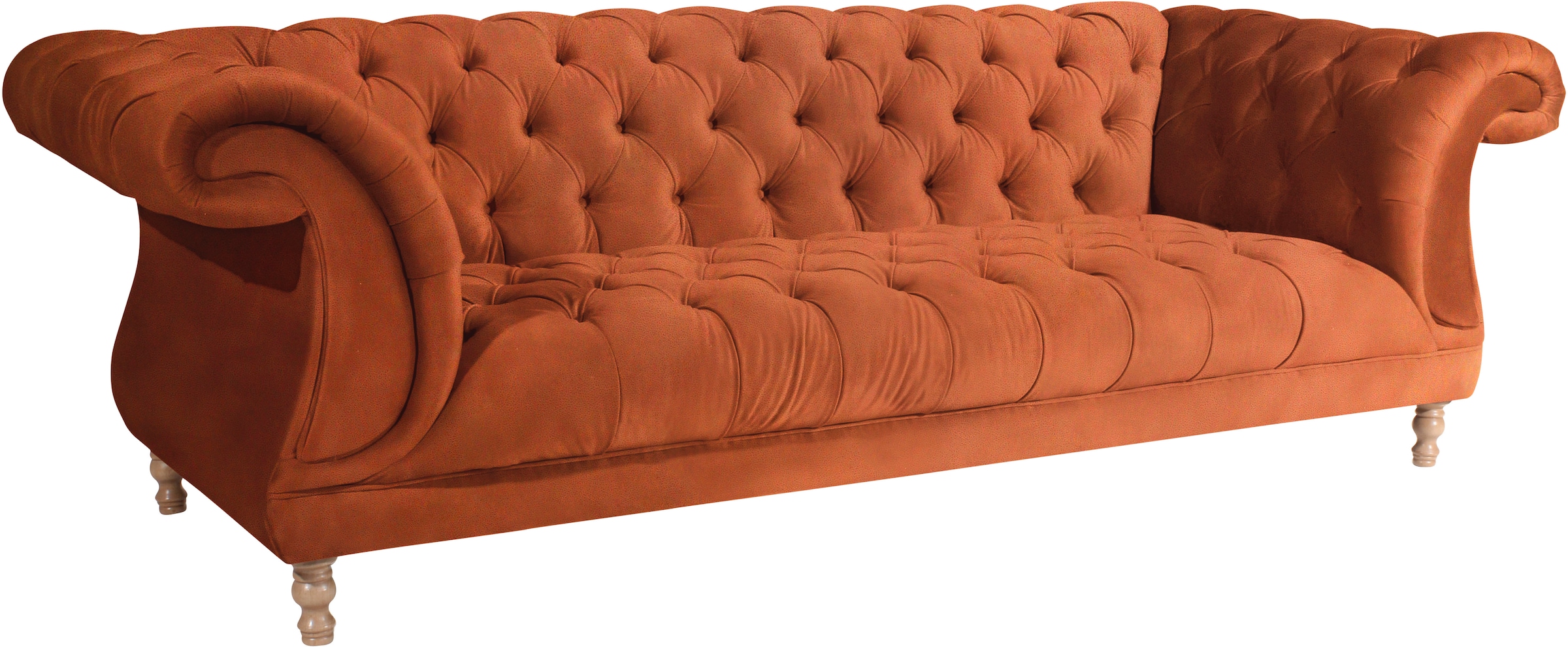 Max Winzer® Chesterfield-Sofa »Isabelle«, mit Knopfheftung & gedrechselten Füssen in Buche natur, Breite 260 cm