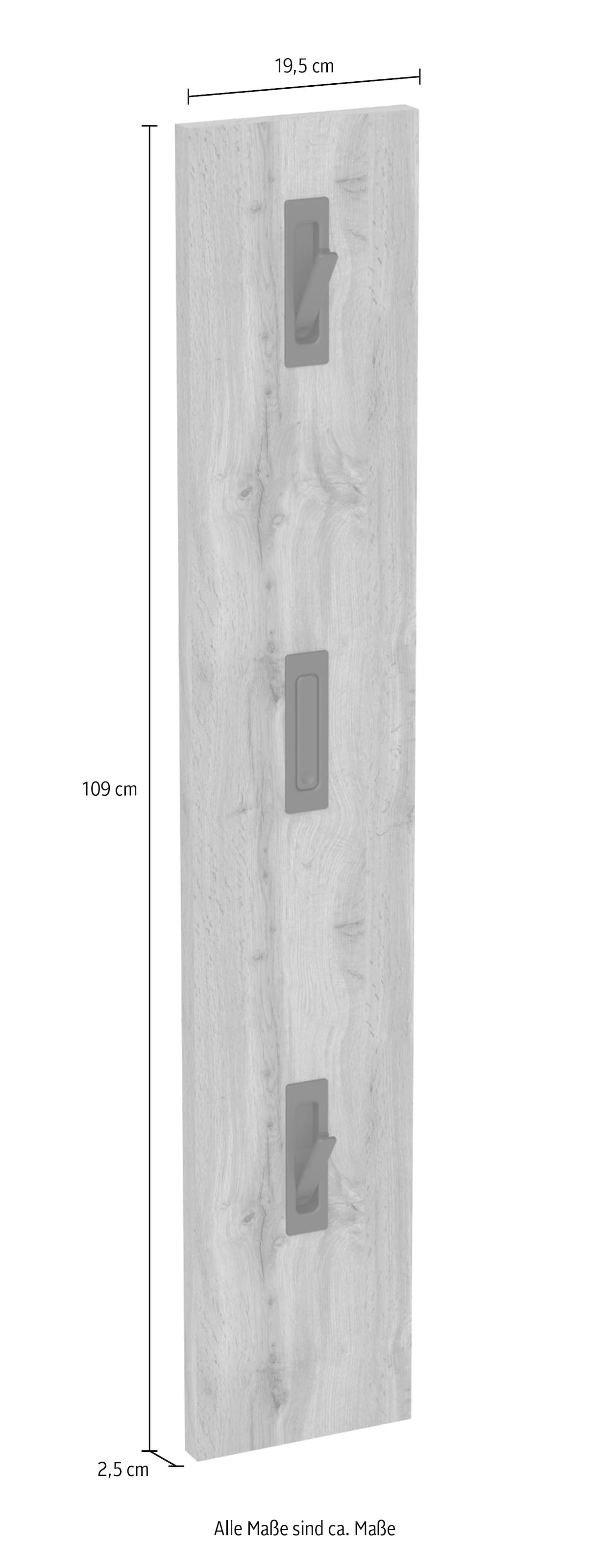 Schildmeyer Garderobenpaneel »Saga, mit 3 ausklappbaren Kleiderhaken, Made in Germany« 1 Stk. tlg. Fühlbare Holzstruktur, Made in Germany
