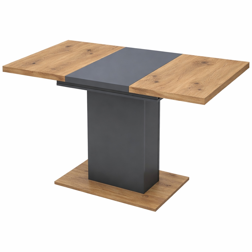 GOODproduct Table de salle à manger »Boston, Säulentisch, Speisetisch, Küchentisch, ausziehbar bis 150 cm« Place pour jusqu'à 6 personnes, extensible grâce à une rallonge