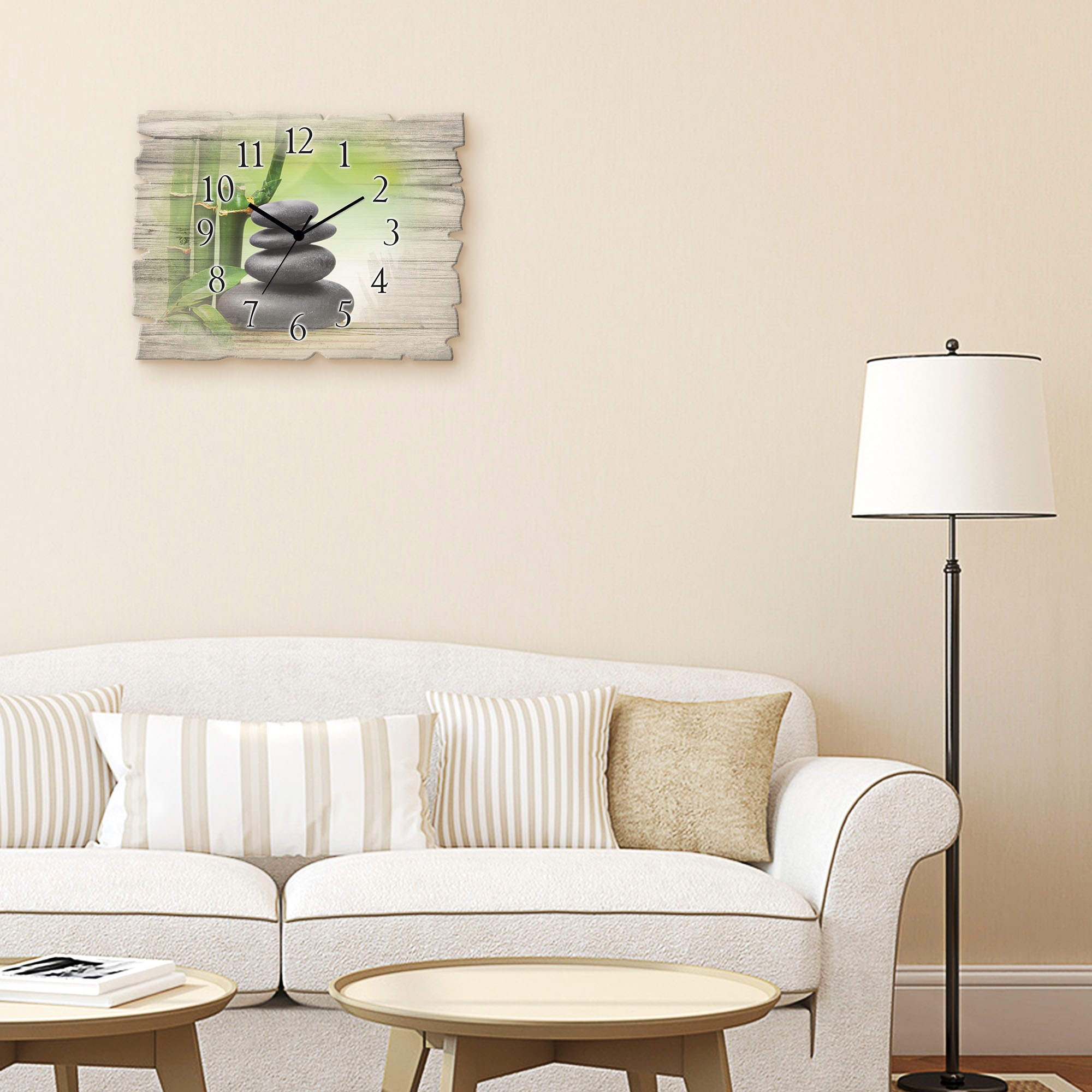Artland Horloge murale »Spa Konzept Zen Basaltsteine« wahlweise mit Quarz- oder Funkuhrwerk, lautlos ohne Tickgeräusche