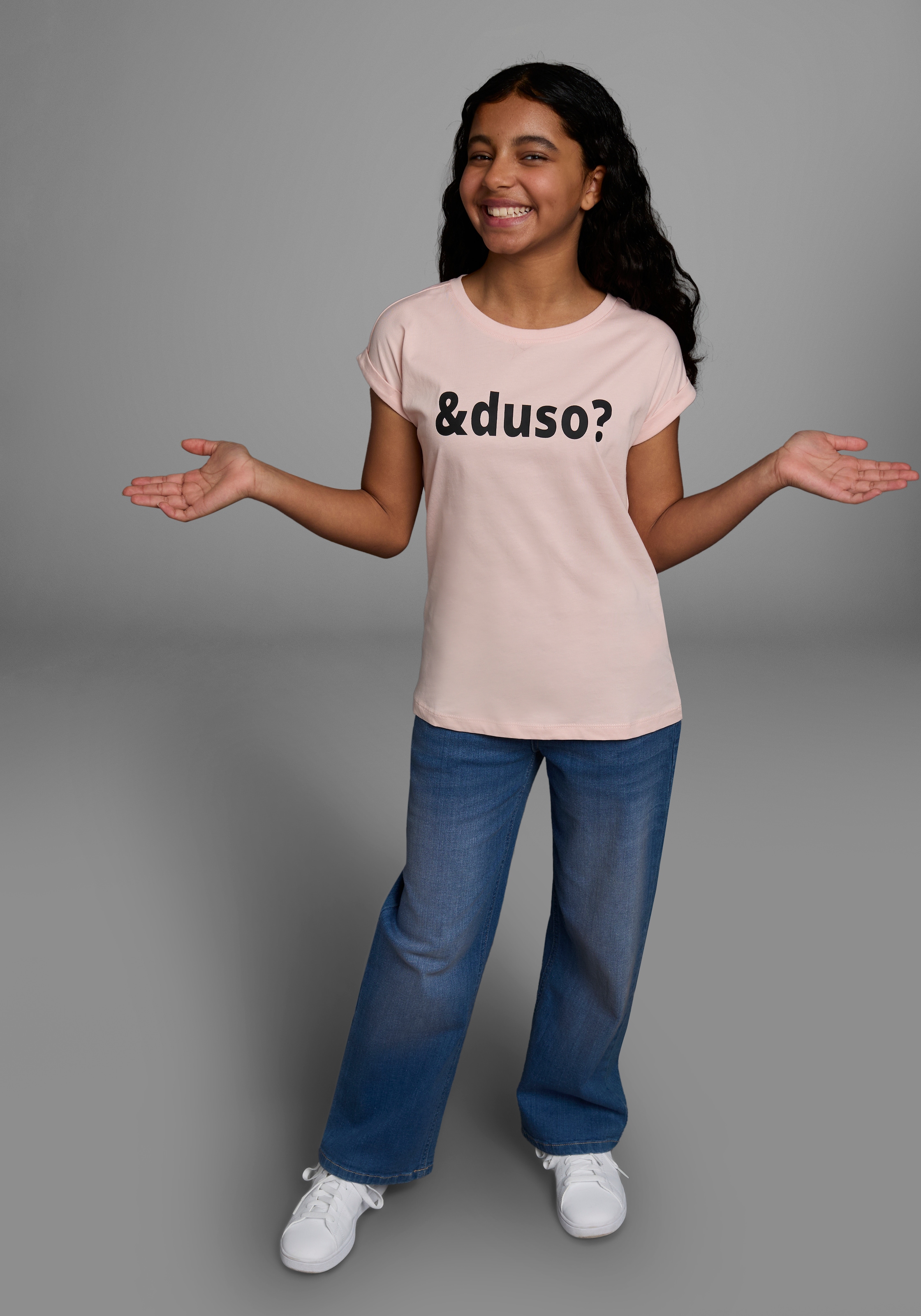 KIDSWORLD T-Shirt »&duso?«, kurzärmelig, bedruckt, Rundhalsausschnitt, aus Baumwolle