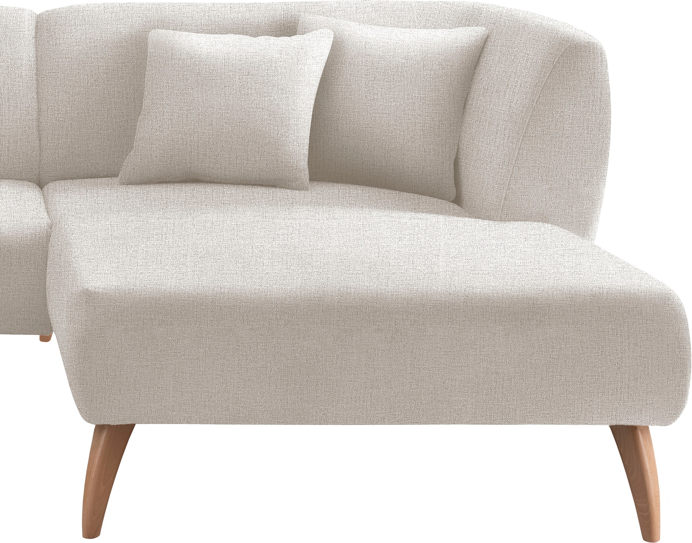 INOSIGN Ecksofa »Colori L-Form«, Holzfussfarbe wählbar, inkl. 4x Zierkissen