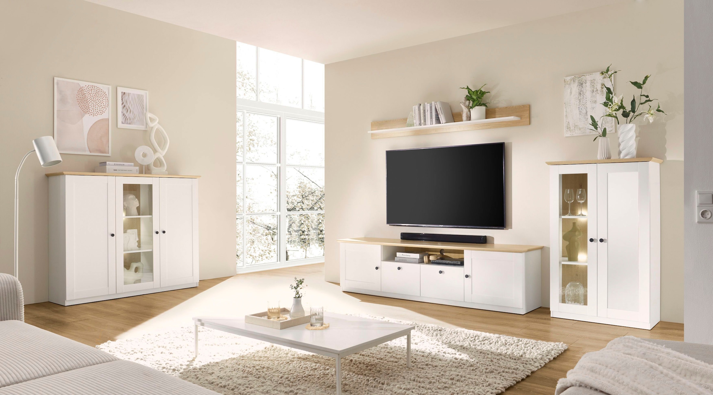 GOODproduct Wohnwand »Brest, Anbauwand im Landhausstil, Komplettset, Wohnzimmer-Set« Set, 3 Stk. tlg.