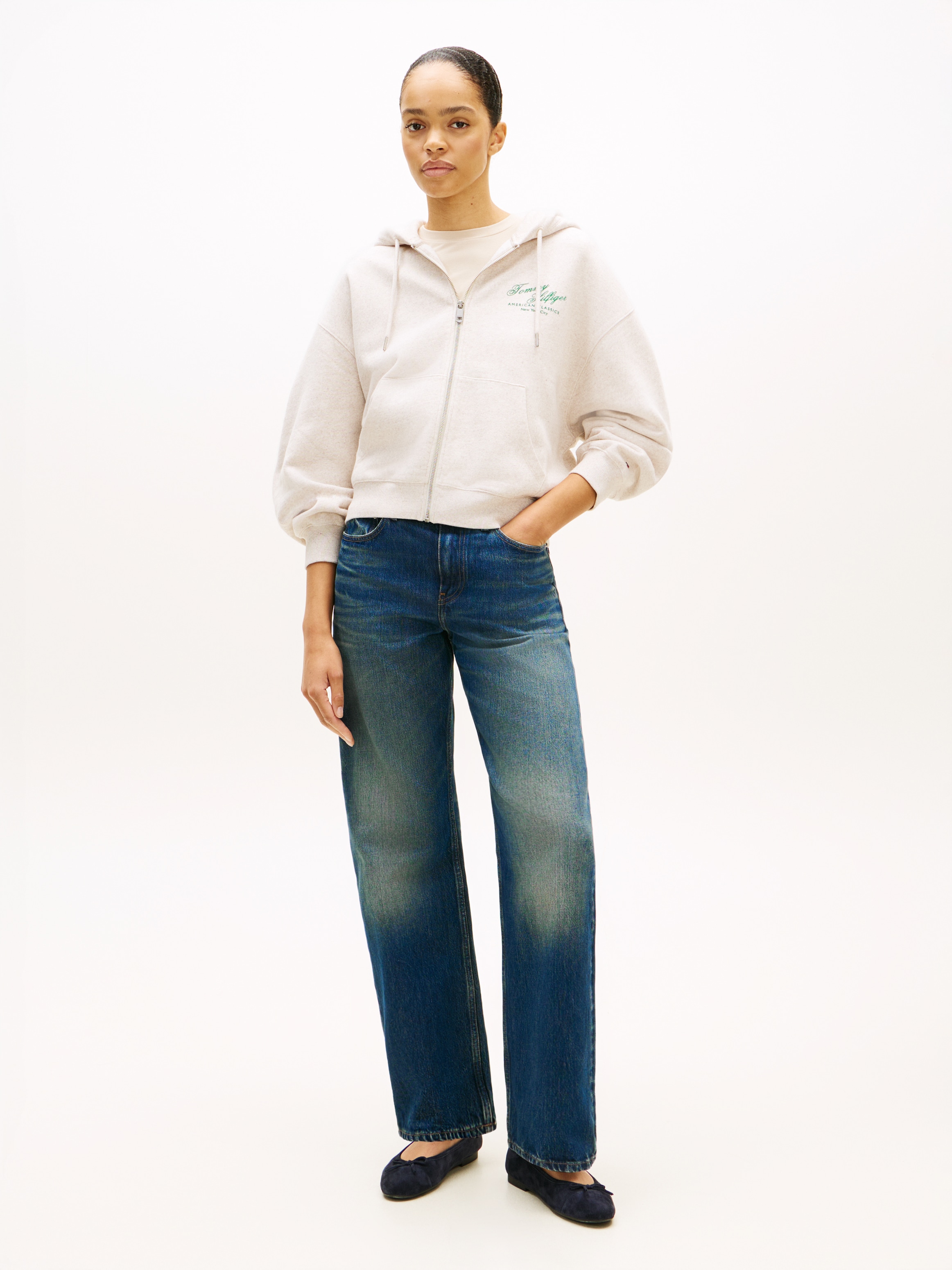 Tommy Hilfiger Sweat à capuche »MDRN SCRIPT ZIP TERRY HOODIE« avec imprimé sur la poitrine, coupe décontractée