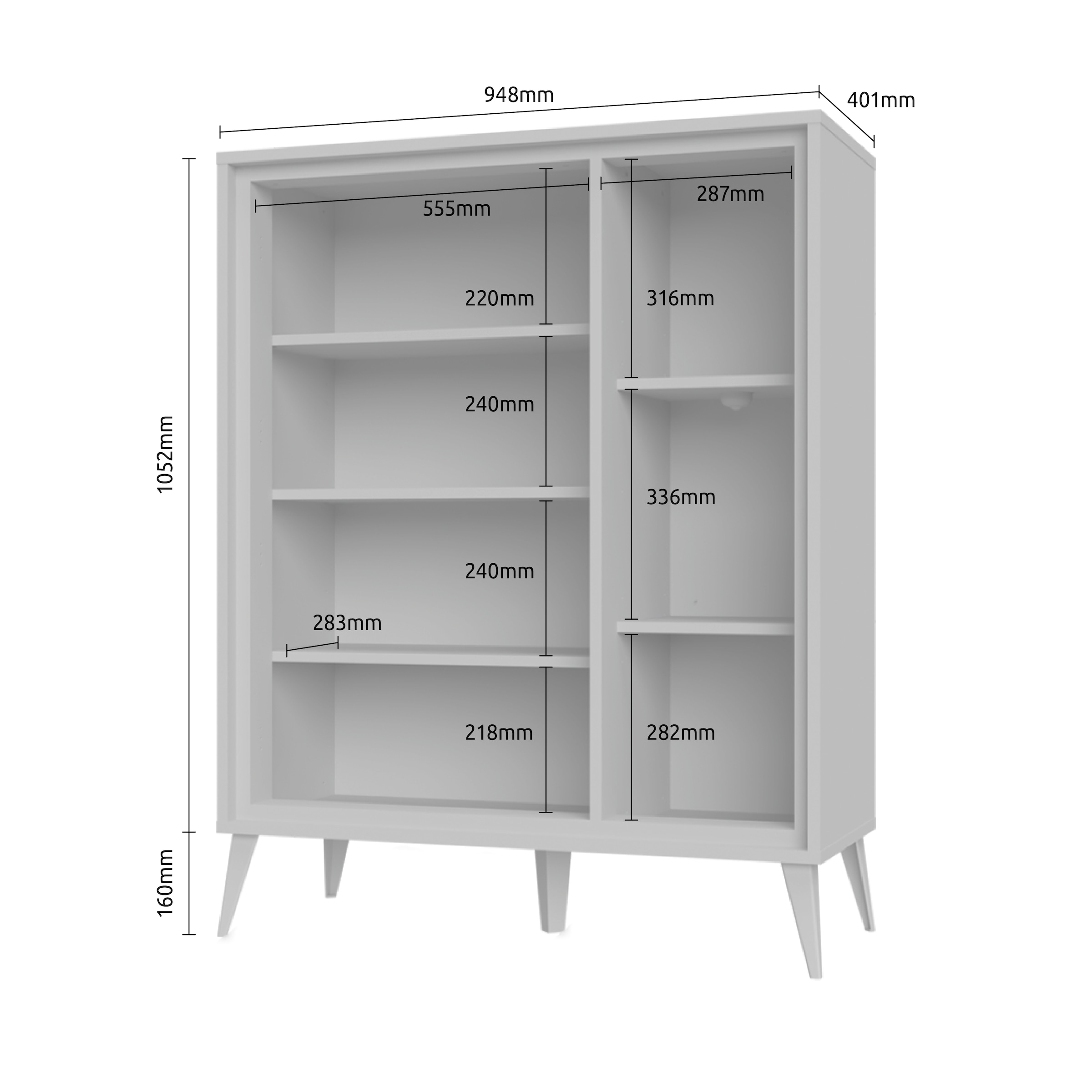 GOODproduct Buffet haut »Vida« (H/L/P) : 121/95/40 cm,  Laqué UV, haute brillance, fonction soft-close et push-to-open