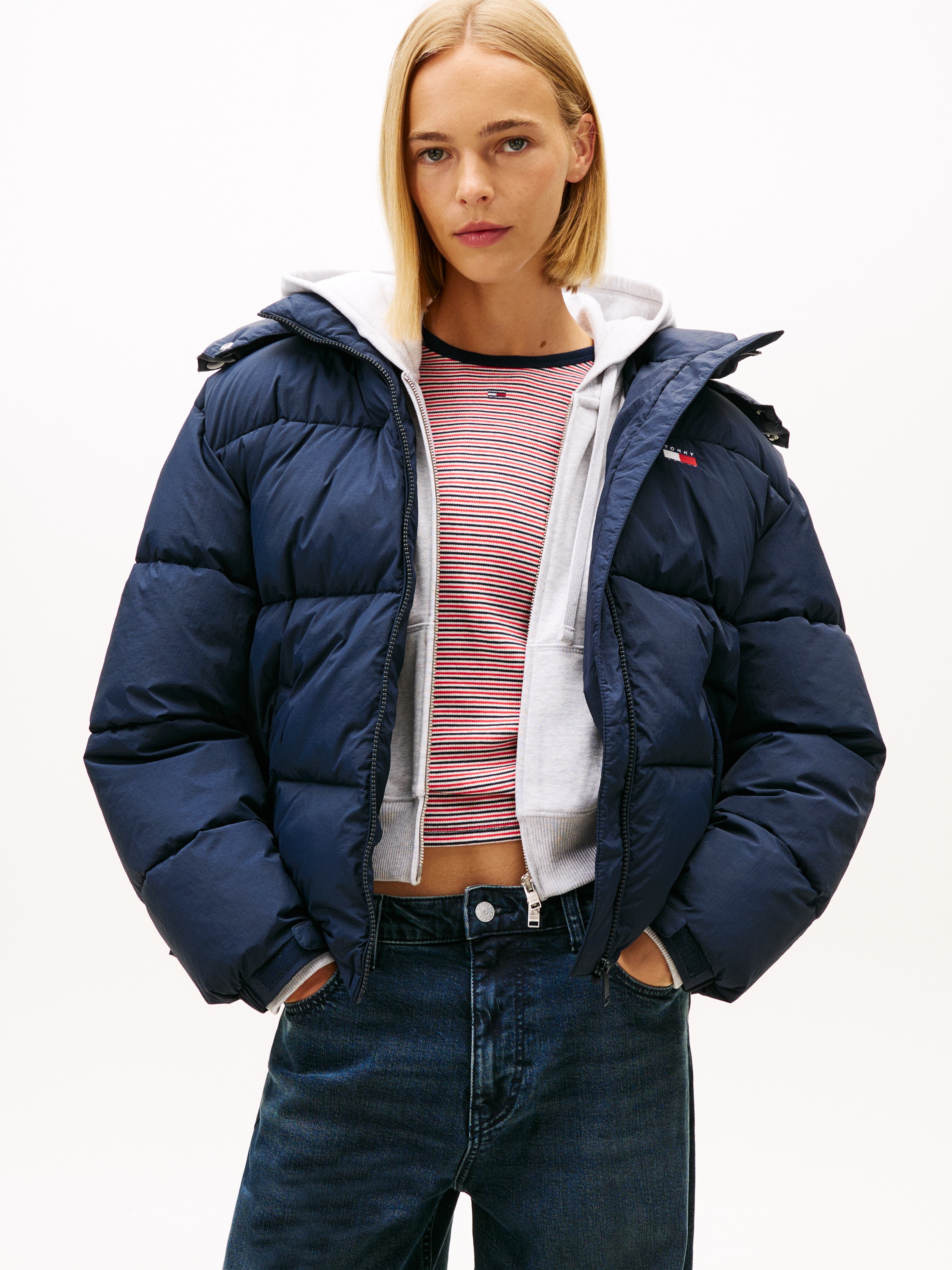Tommy Jeans Veste matelassée »TJW OVS HOODED FLAG PUFFER EXT« mit Kapuze