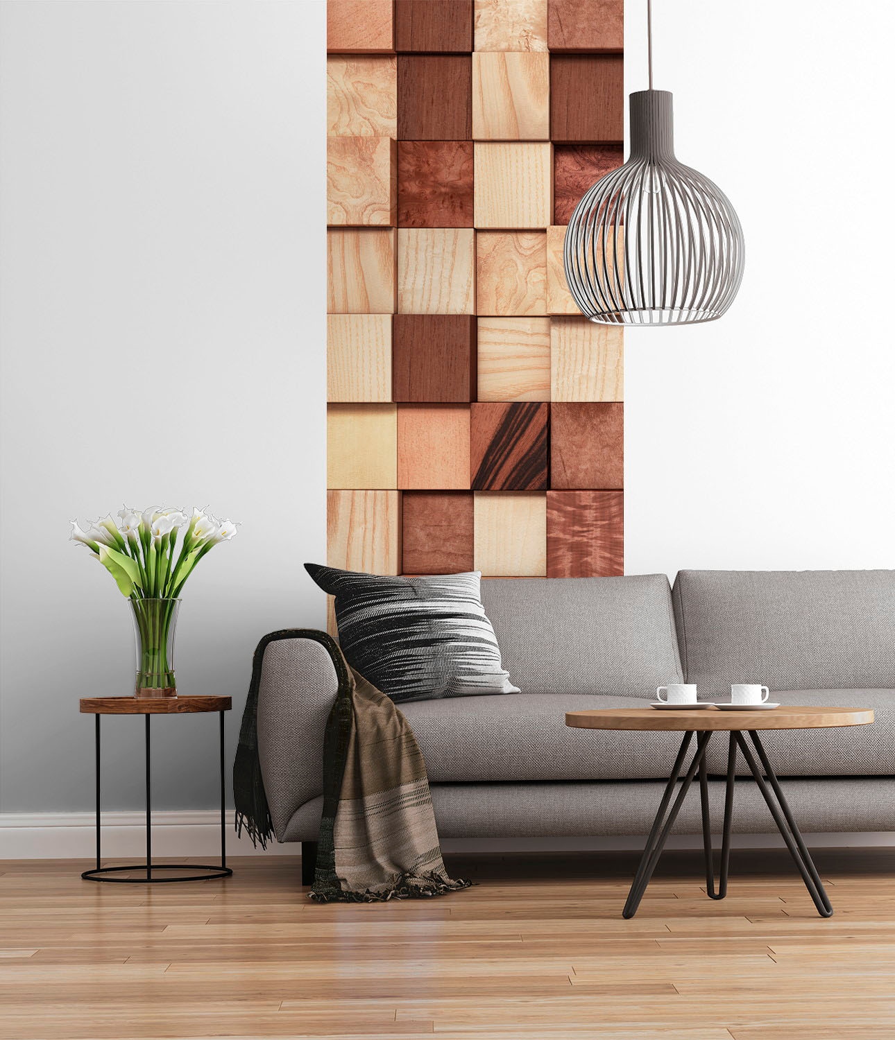Image of Komar Fototapete "Digitaldruck Vlies - Lumbercheck - Grösse 100 x 280 cm" bedruckt glatt Wohnzimmer, Schlafzimmer