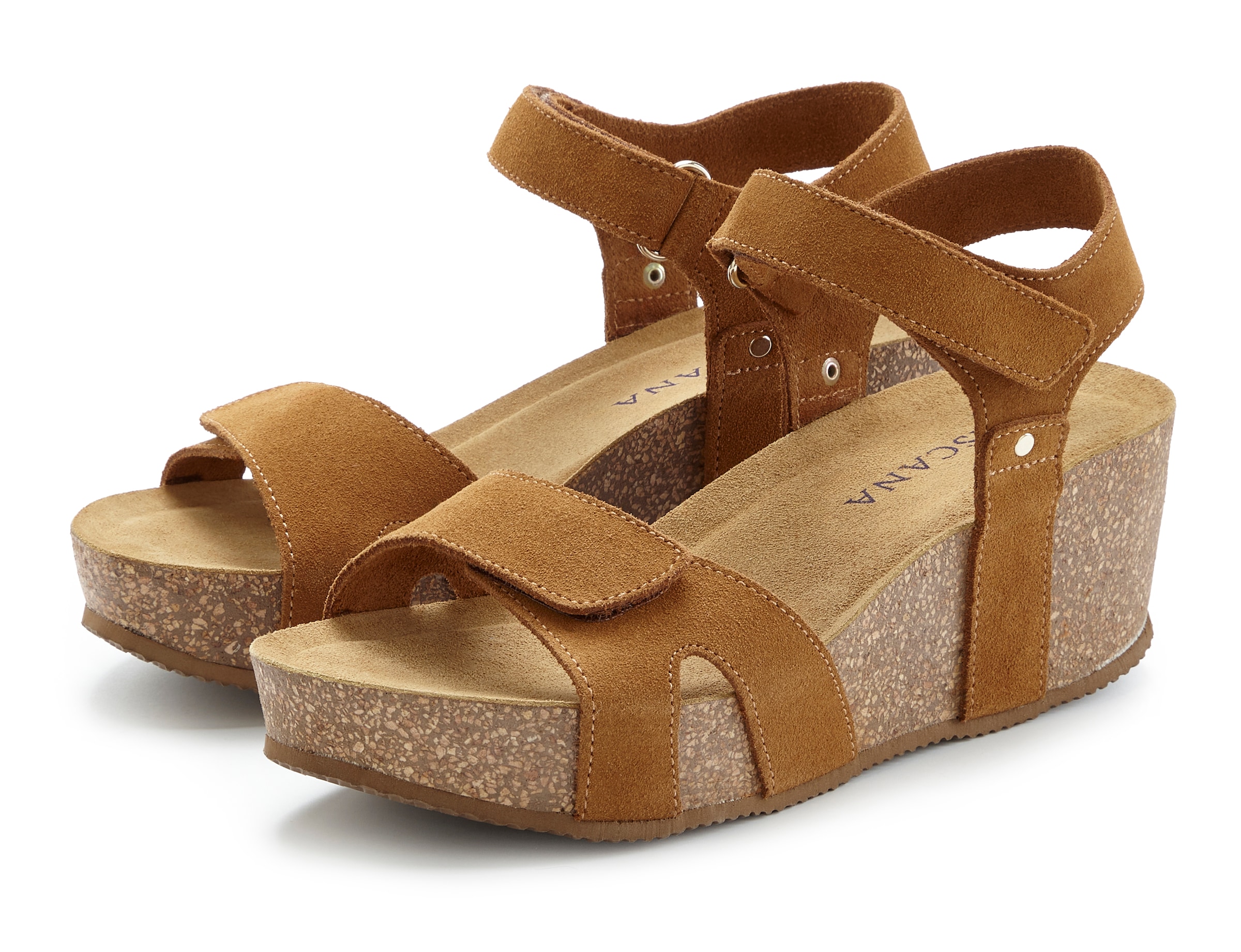 Image of LASCANA Sandalette "Sommerschuh, Sandale, offener Schuh, Keilsandalette," NEU aus Leder mit komfortablem Keilabsatz
