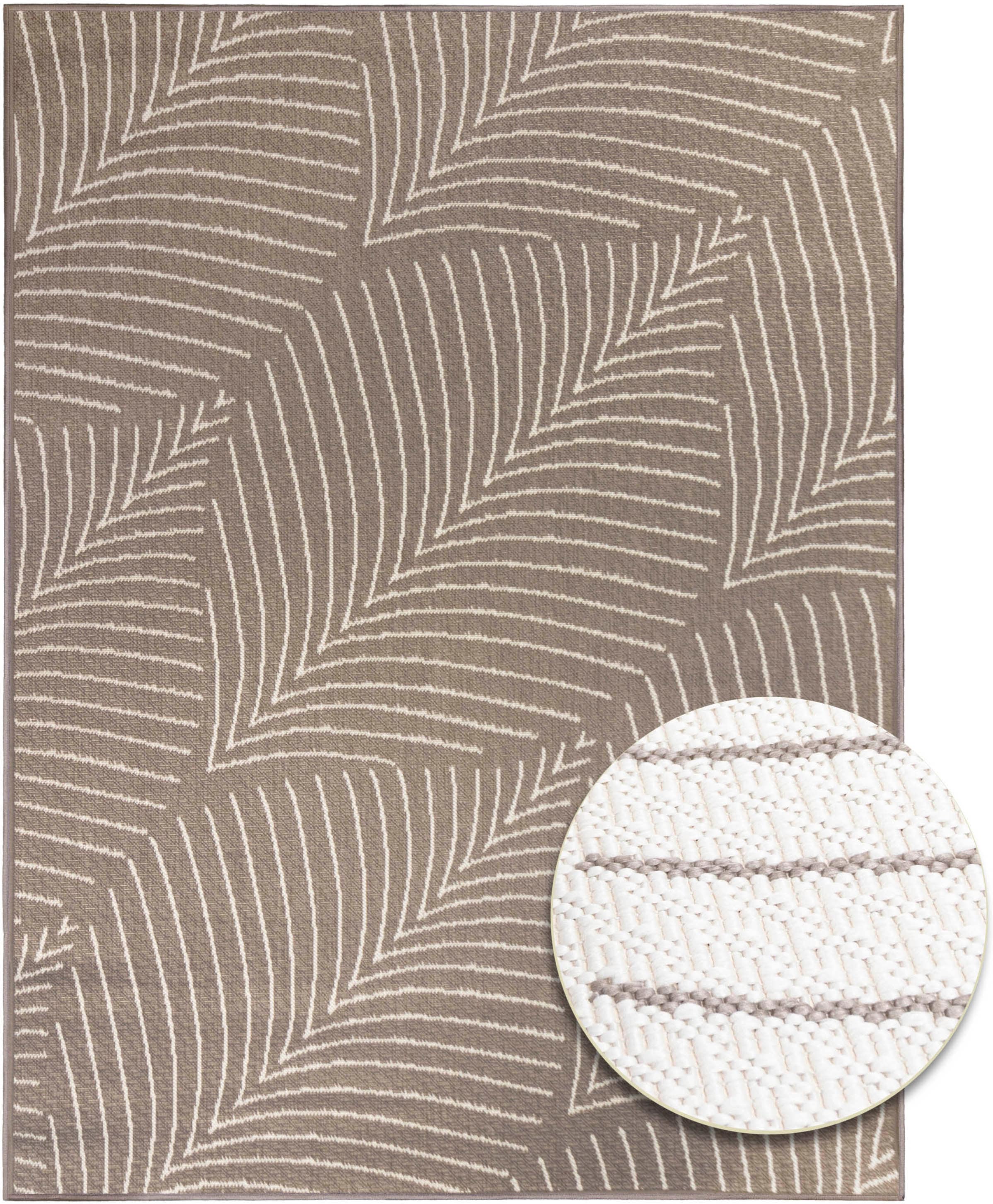 Image of Primaflor-Ideen in Textil Outdoorteppich "REVERSO Leaves, grau, Wende-Teppich" rund 5 mm Höhe Motiv Blätter, In- und Outdoor geeignet, ideal für Balkon und Terrasse