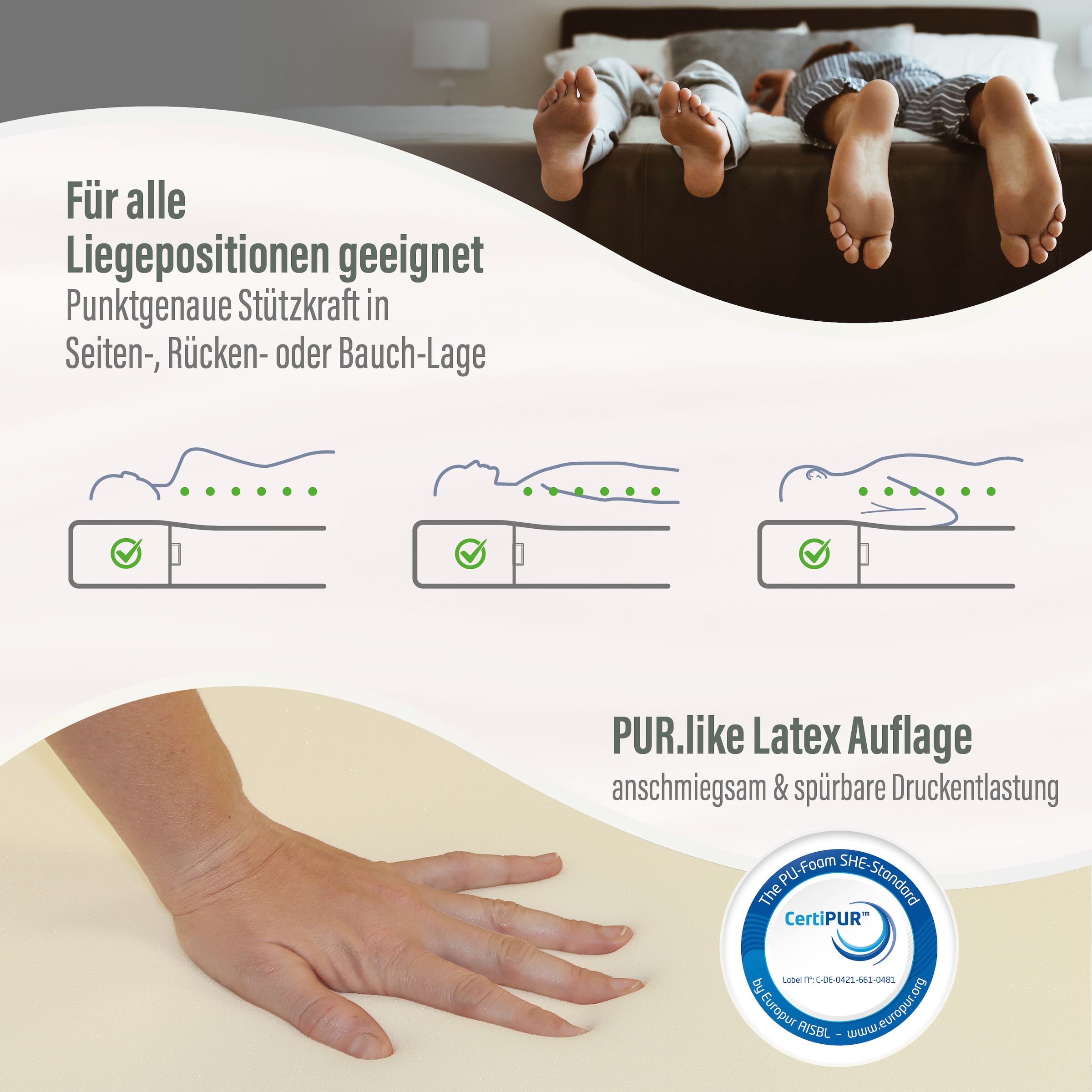 Beco Taschenfederkernmatratze »Feel Like Latex ONE TFK, Matratze 90x200 cm, 140x200 cm und mehr« 21 cm hoch 500 Federn 1 Stk. tlg. Punktelastische Matratze mit stabilem Federkern, atmungsaktiv