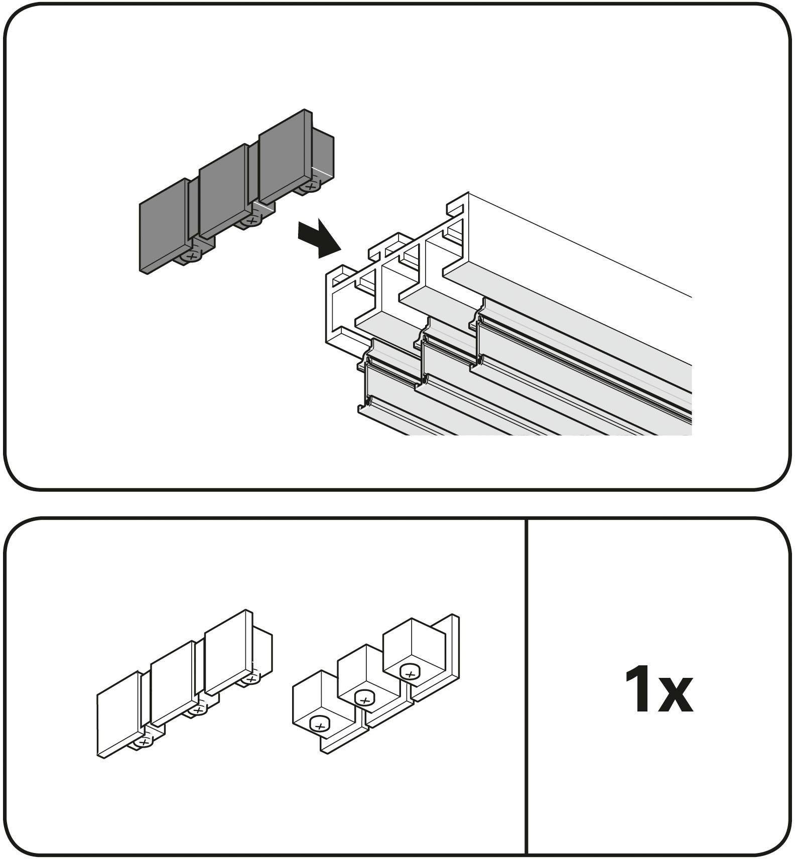 GARDINIA Gardinenstangen-Endstück »3-läufig«, (2 St.), Serie Flächenvorhang-Technik Atlanta 3-läufig