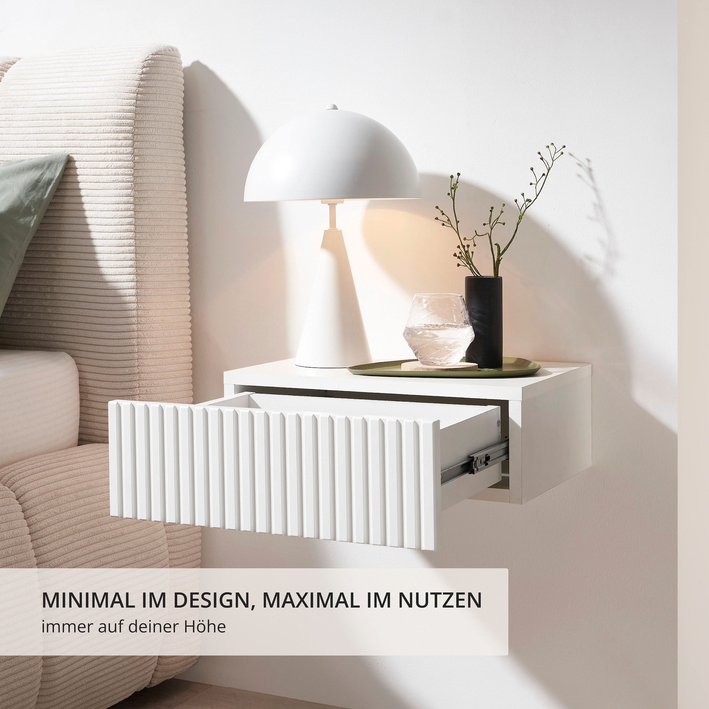 Schlafkontor Nachtkommode »Taboni Nachttisch, Nachtkonsole mit Push-to-open« Wandmontage