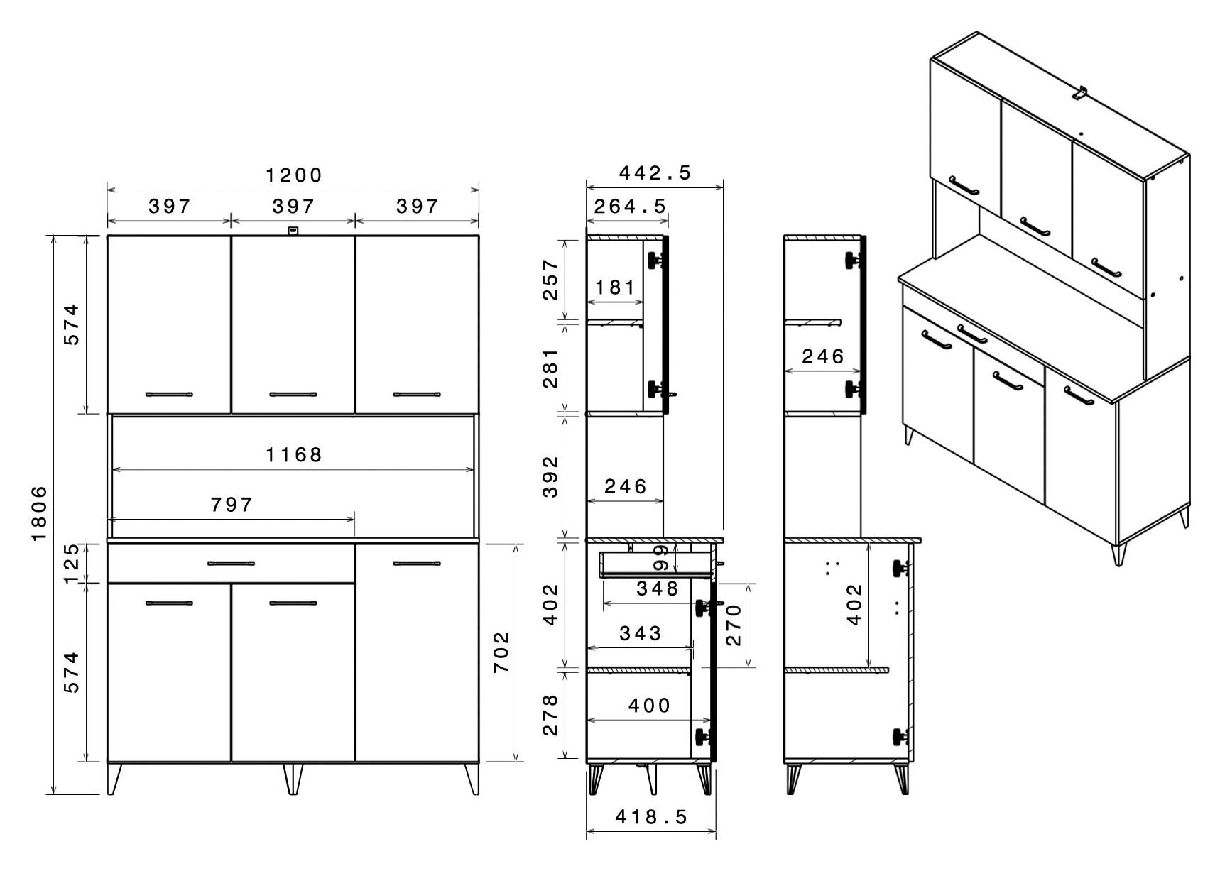 Parisot Mehrzweckschrank-Set »Parisot Malice 4«, (2 St.), Stauraum, tolle Optik, flexibel stell- und nutzbar