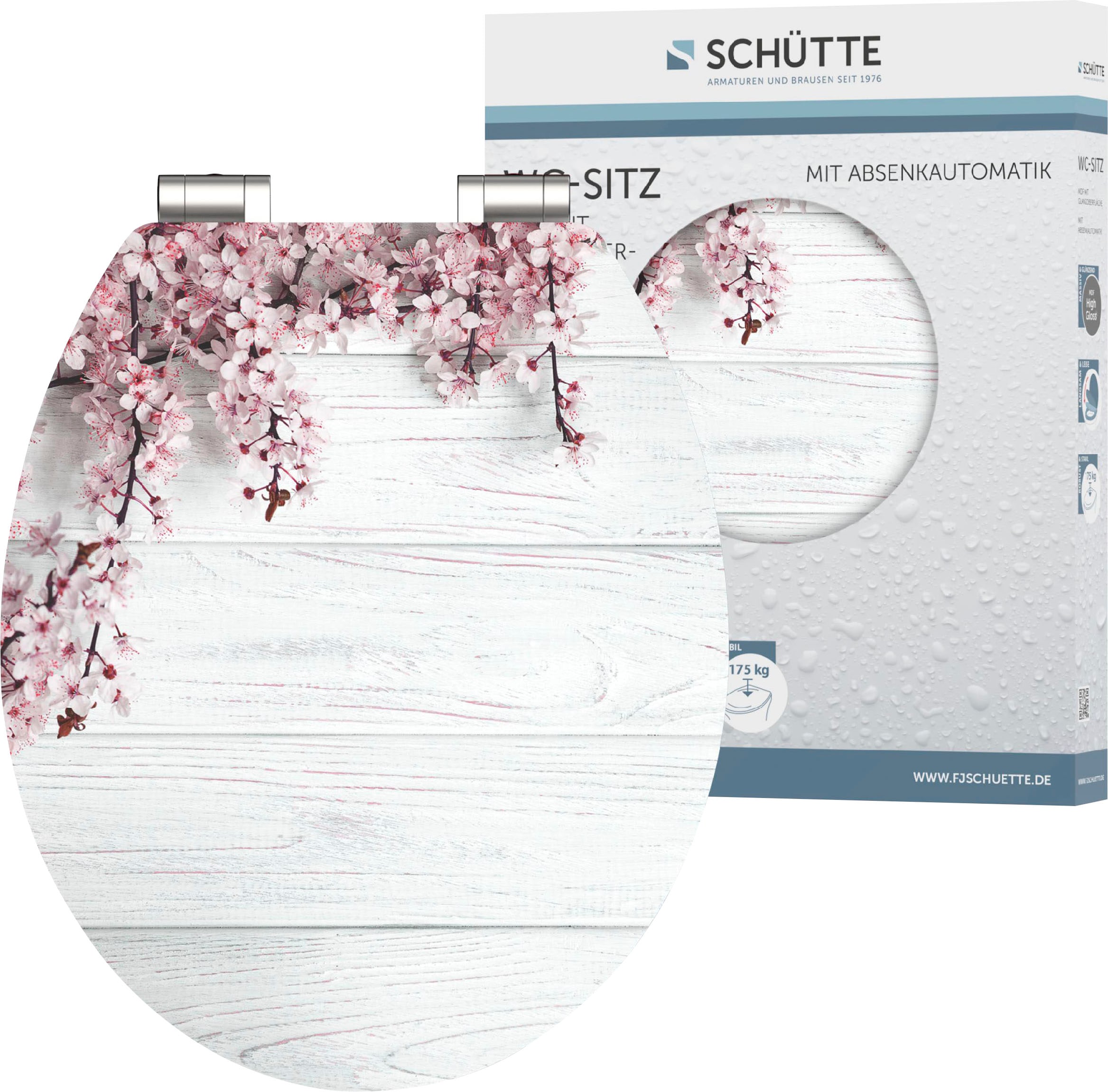 Image of Schütte WC-Sitz "Flowers&Wood" High Gloss mit MDF Holzkern, mit Absenkautomatik