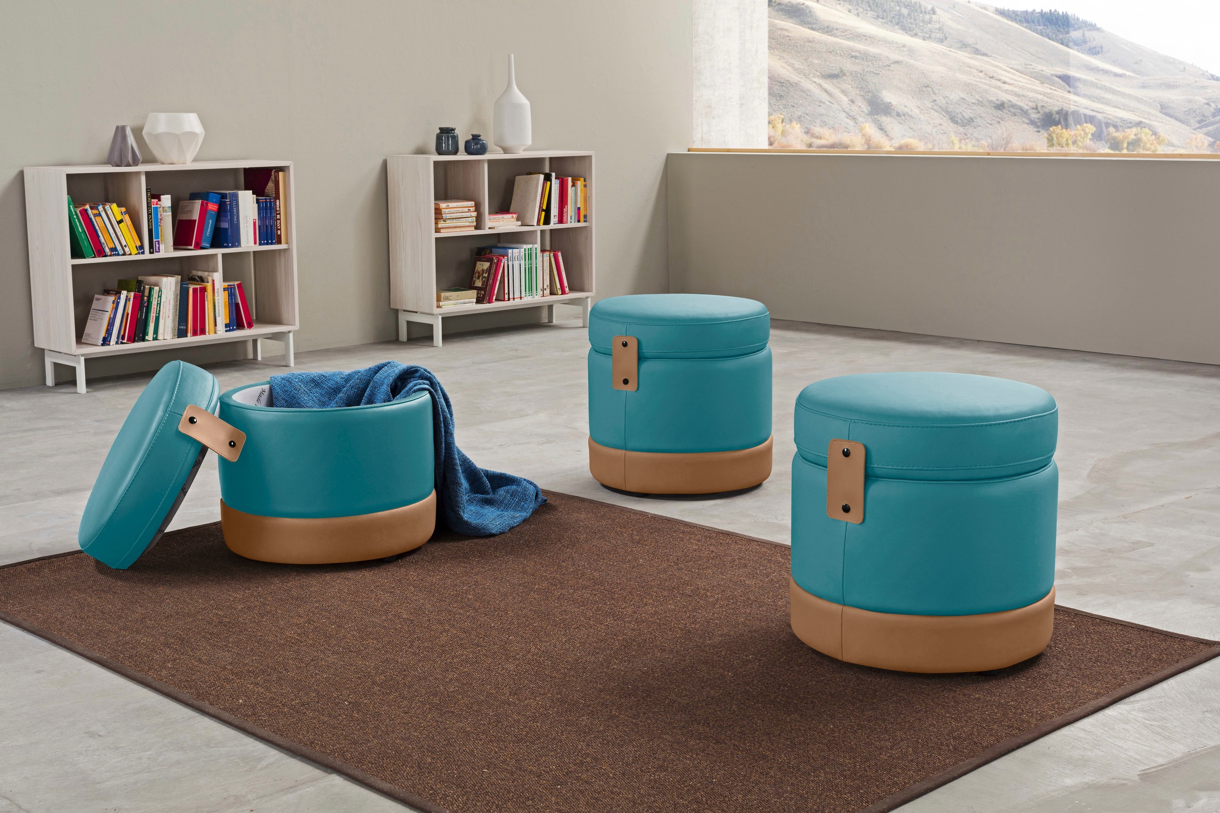 Image of Egoitaliano Hocker "Tonder, Designhocker als Blickfang mit tollen Details, B/T 50/50cm" inkl. praktischem Stauraum als funktionale Stauraummöglichkeit