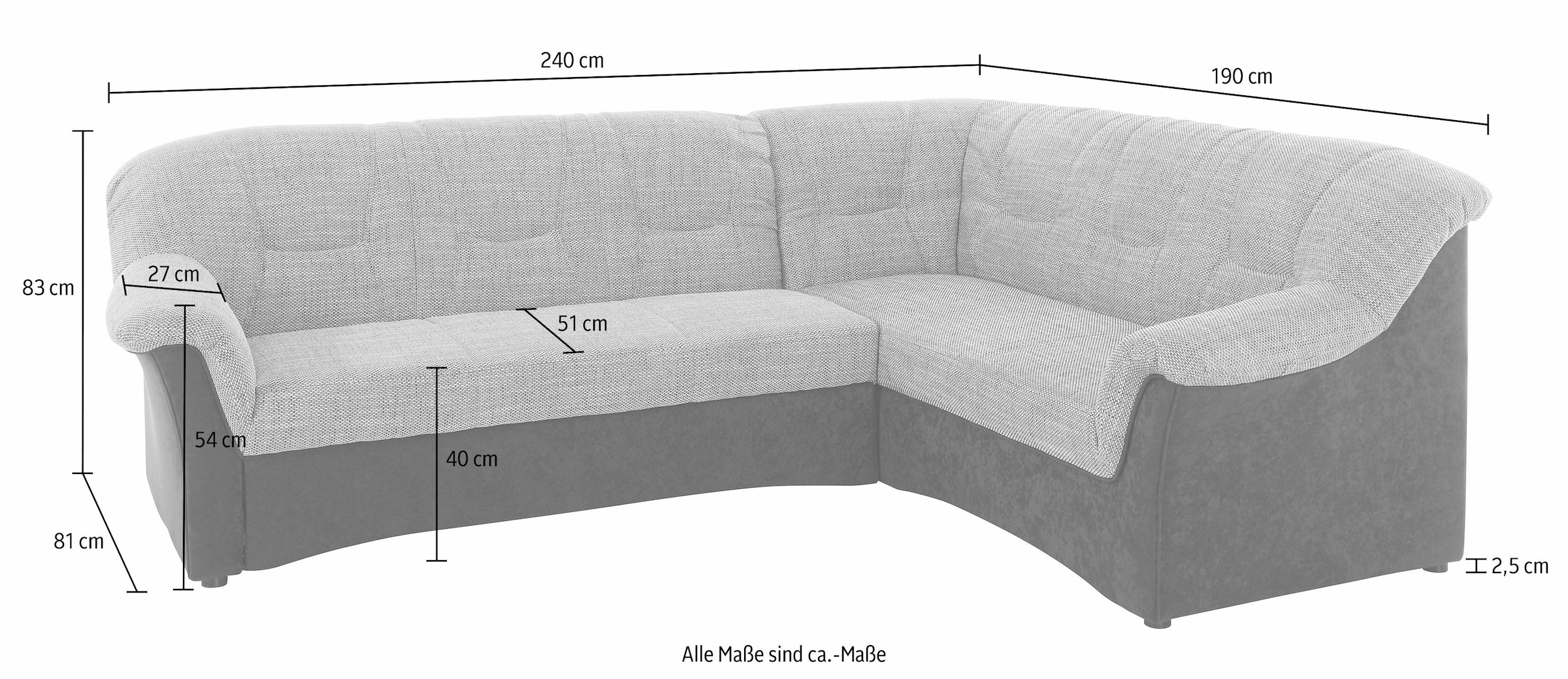 DOMO collection Ecksofa »Sarafina L-Form«, wahlweise mit Bettfunktion, optional mit Federkern