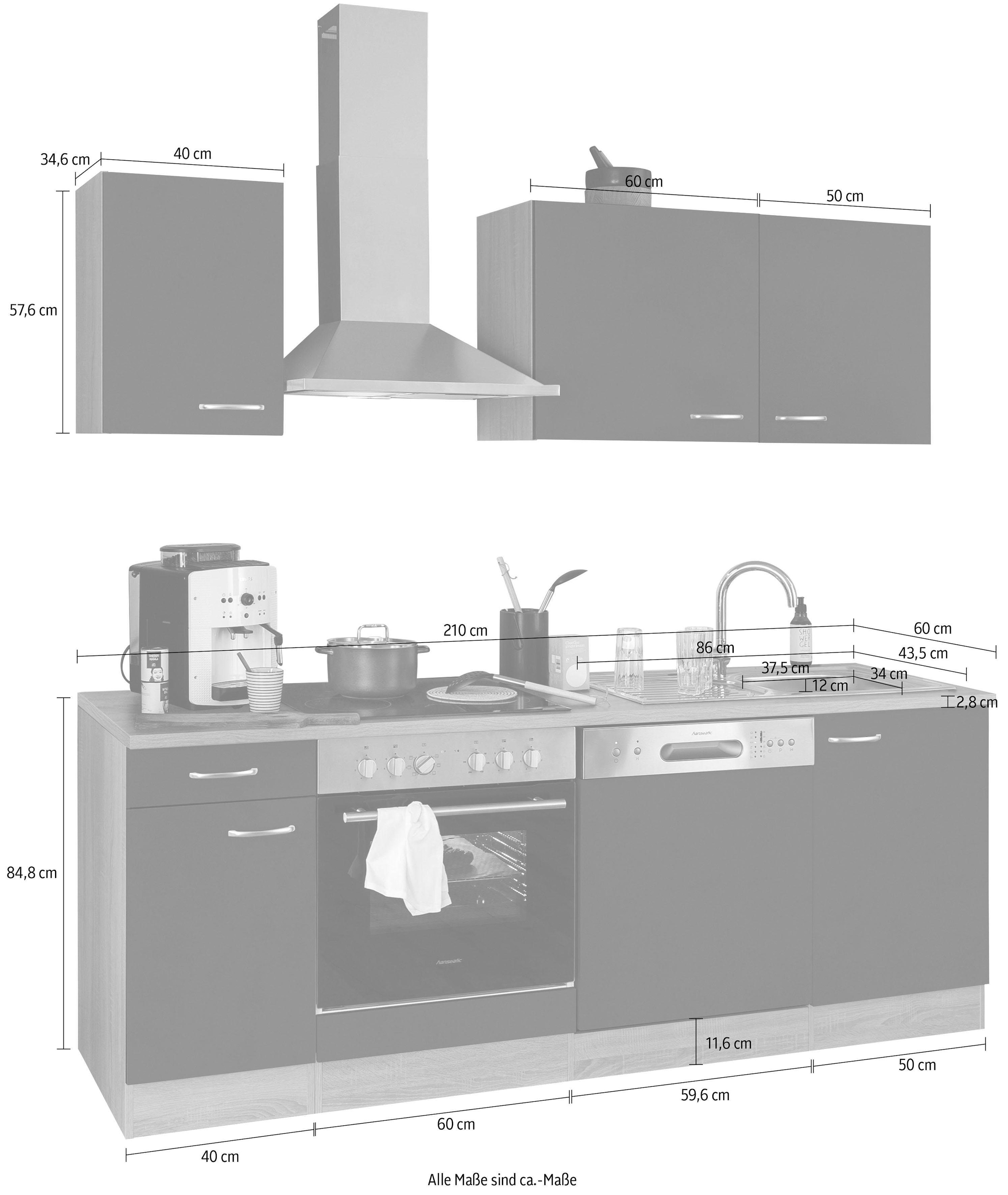 OPTIFIT Küchenzeile »Parare« ohne E-Geräte, Breite 210 cm