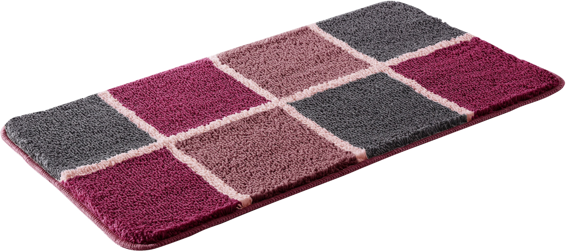 my home Tapis de bain »Anna mit Kachelmuster, Badvorleger, Badezimmer Teppich, Duschvorleger« Höhe 20 mm Badteppich, Hoch-Tief Effekt, Modern, Weich