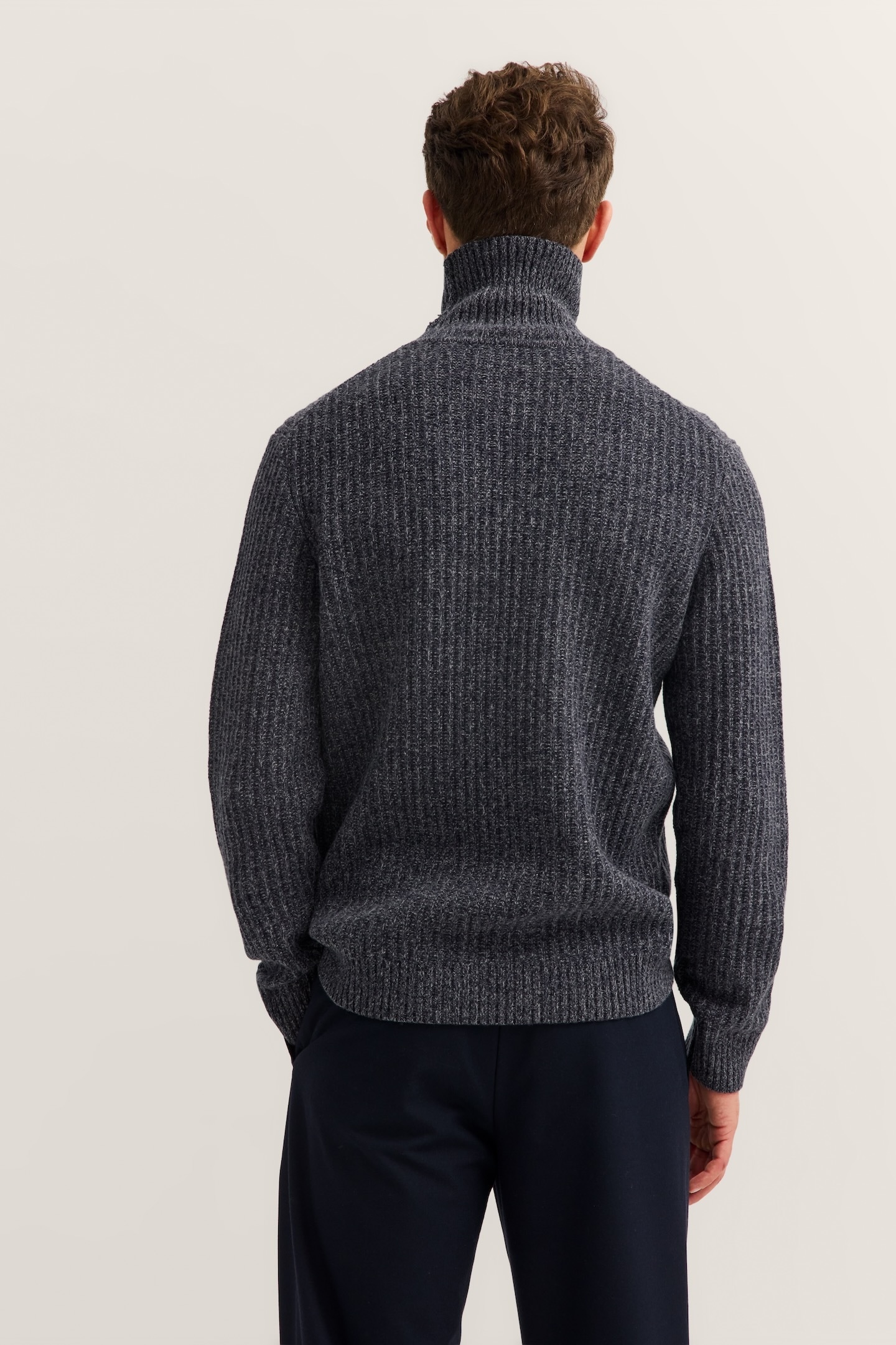 bugatti Pull à col roulé »Regular Fit« Grobstrick aus einem Wollmix
