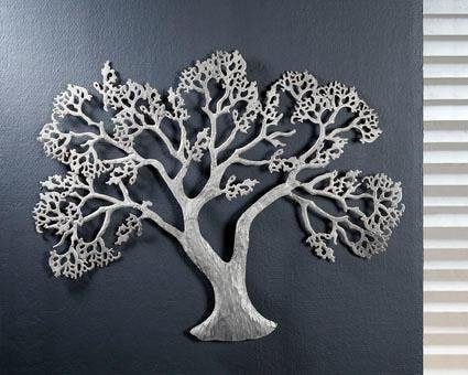 Image of GILDE Wanddekoobjekt "Wandrelief Baum, silber" Wanddeko, aus Metall, dekorativ im Esszimmer & Wohnzimmer