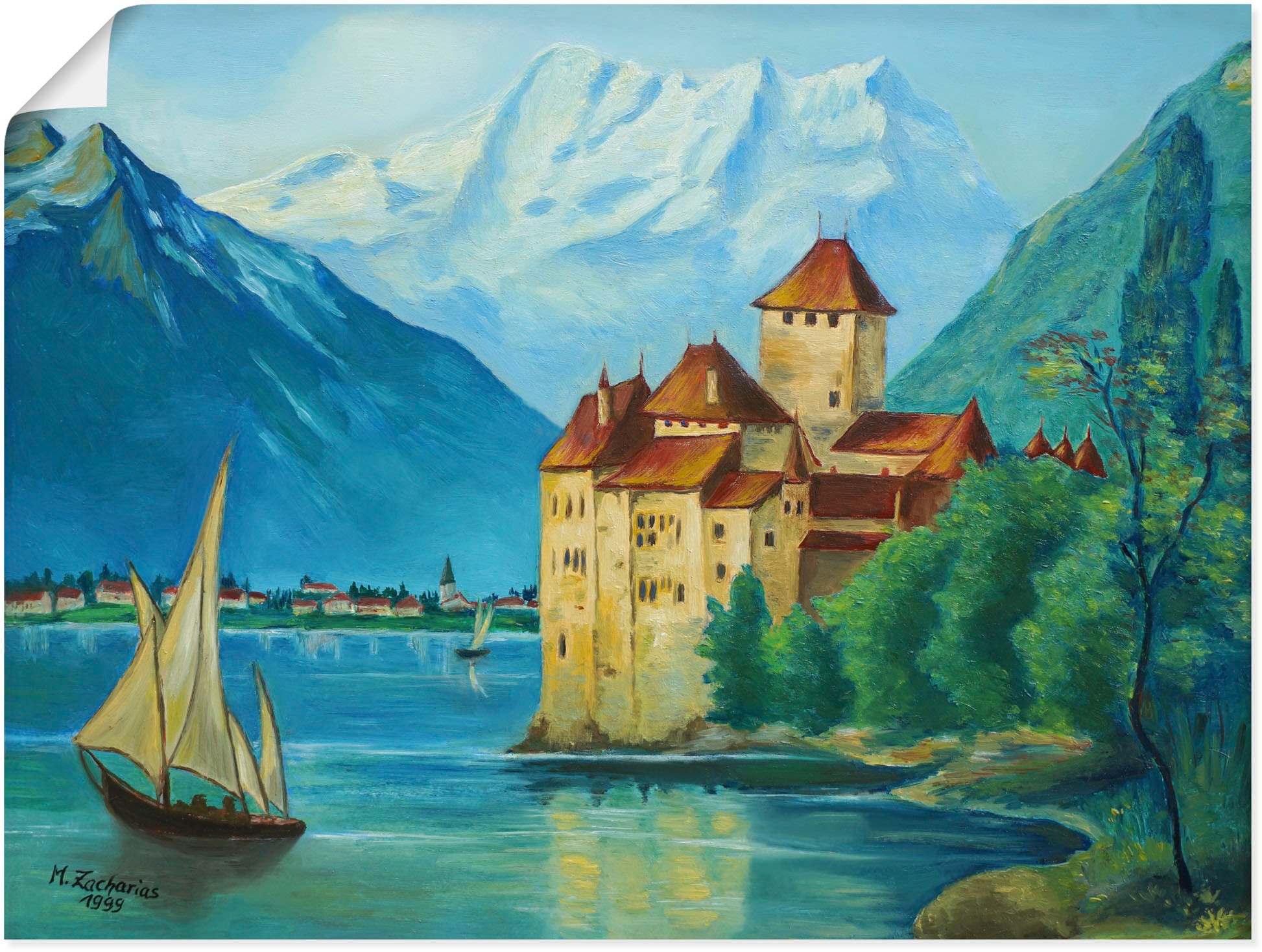 Image of Artland Wandbild »Schloss Chillon am Genfer See«, Gebäude, (1 St.), in vielen Grössen & Produktarten - Alubild / Outdoorbild für den Aussenbereich, Leinwandbild, Poster, Wandaufkleber / Wandtattoo auch für Badezimmer geeignet bei Ackermann Versand Schweiz
