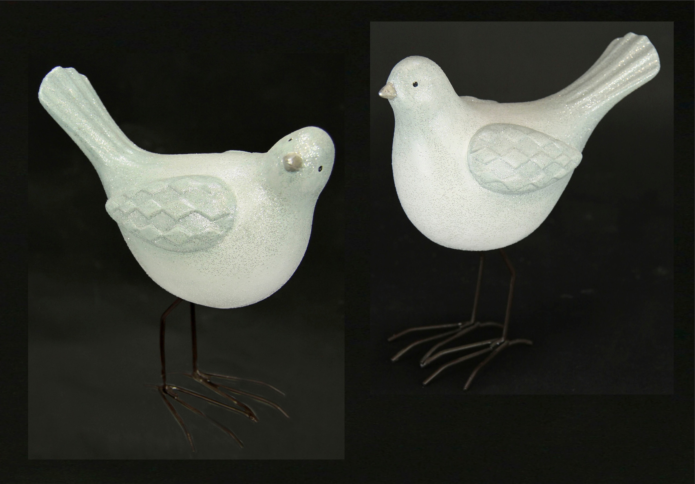 aus Höhe kaufen ca. cm«, mit »Vogel 18 jetzt Glitzer, Terrakotta Set, I.GE.A. Weihnachtsfigur Tierfigur Weihnachtsdeko, 2er weiss,