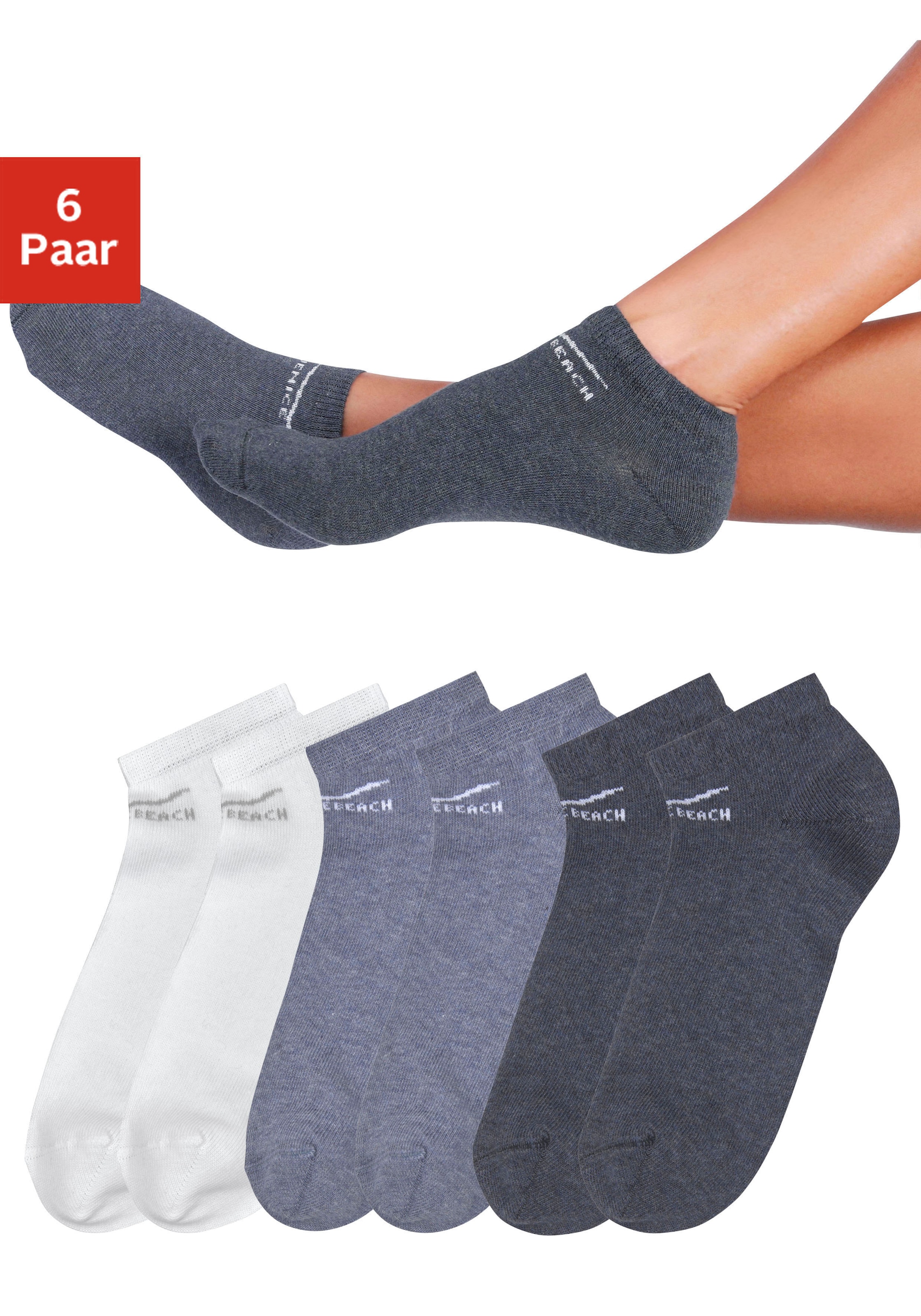 Sneakersocken, (Packung, 6 Paar), perfekte Passform durch LYCRA-Anteil