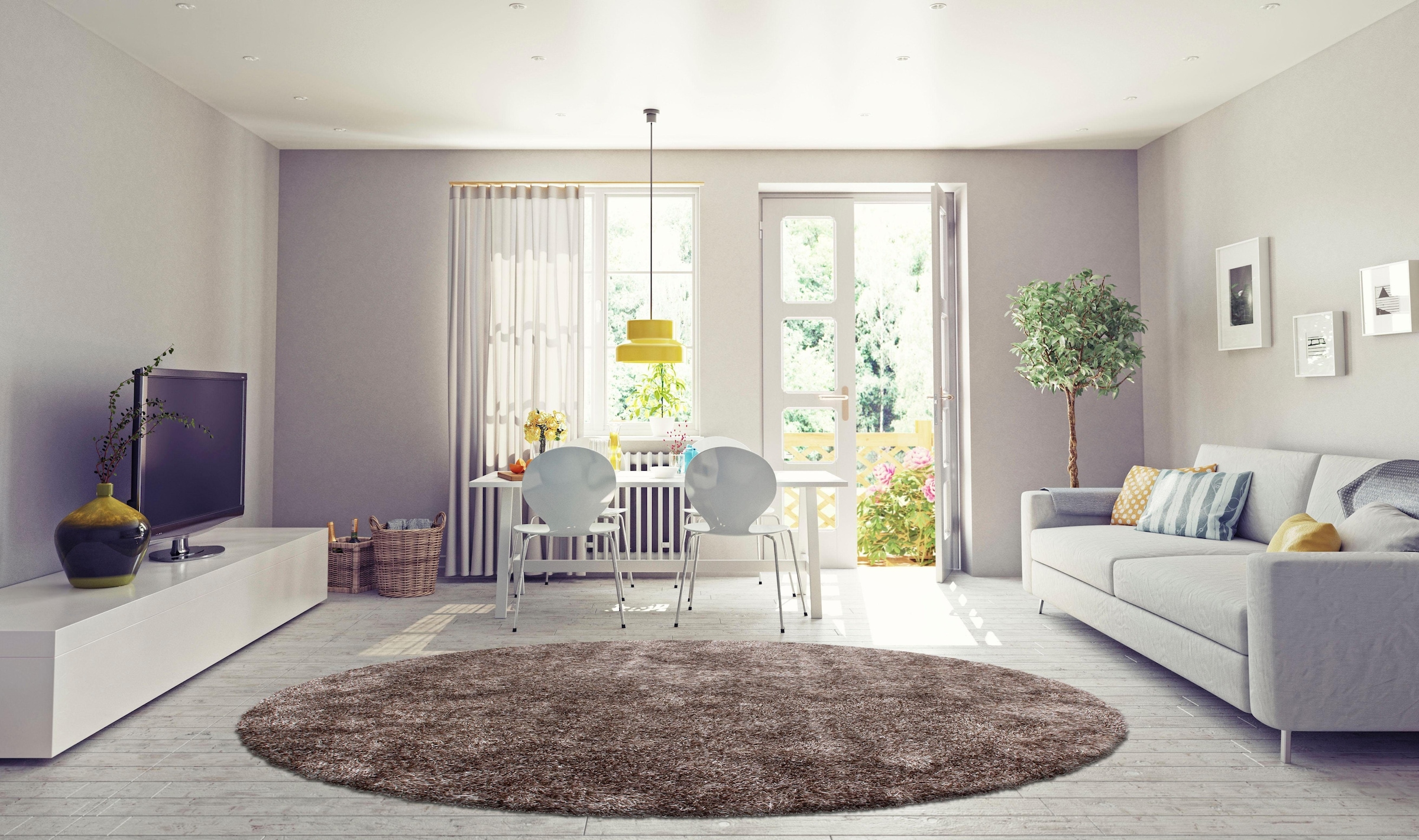 Bruno Banani Hochflor-Teppich »Alga«, rund, 40 mm Höhe, Uni-Farben, besonders weich und kuschelig