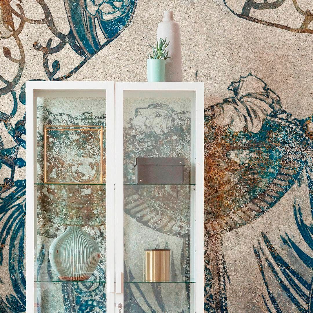 Komar Vliestapete »Digitaldruck Vlies - Porcelaine - Grösse 300 x 280 cm«, bedruckt, Wohnzimmer, Schlafzimmer