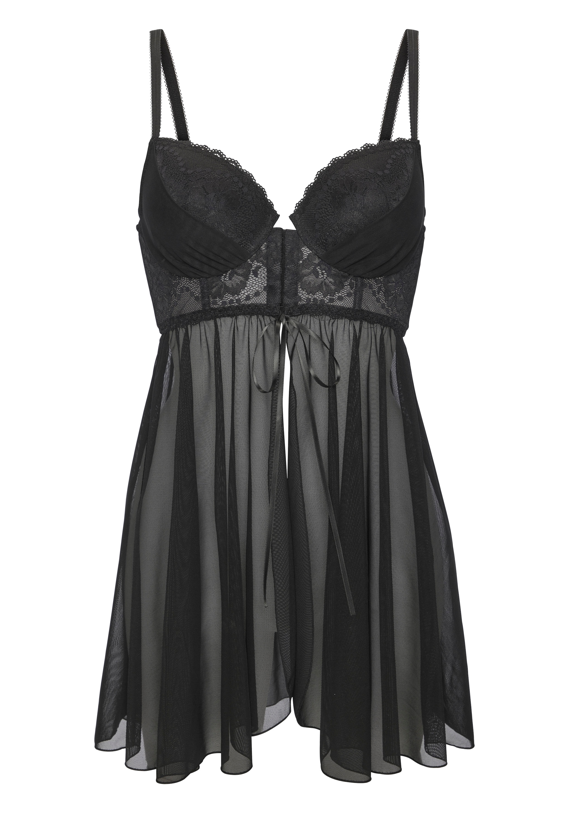 LASCANA Négligé mit Schale & Haken und Ösen - Vorderverschluss, Reizwäsche, Dessous