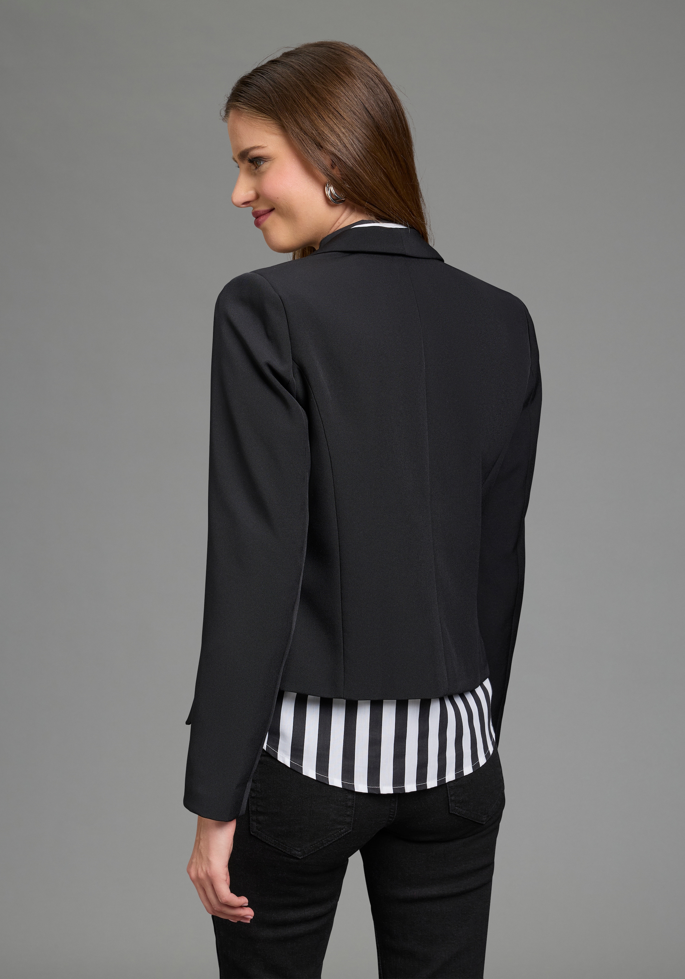 Laura Scott Blazer court avec col châle, coupe courte, en polyester et élasthanne